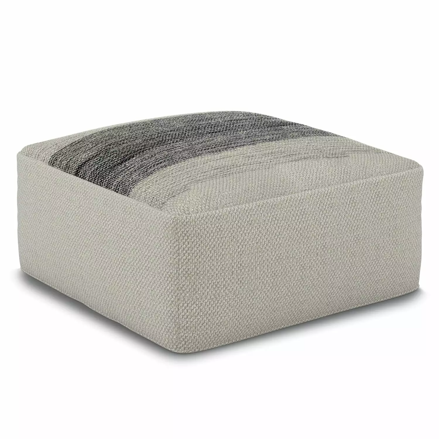 Simpli Home Sabella Boho Square Woven Pouf - Stylish Footrest and Accent Seat