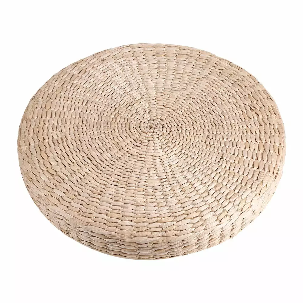 Tbest Hand-woven Beige Straw Pouf Boho Home Decor