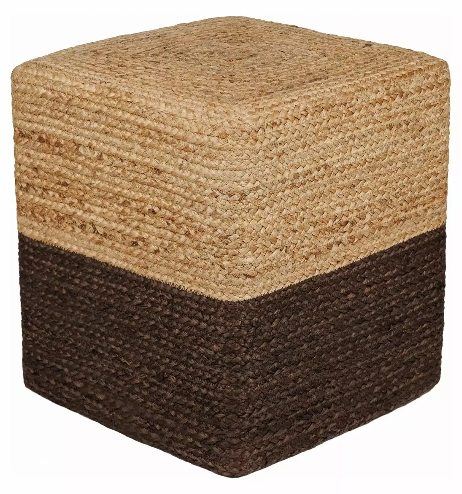 TiaGOC Cube Pouf Foot Stool Ottoman Natural Acorn Jute Braided Pouffe Living Room Bedroom Patio