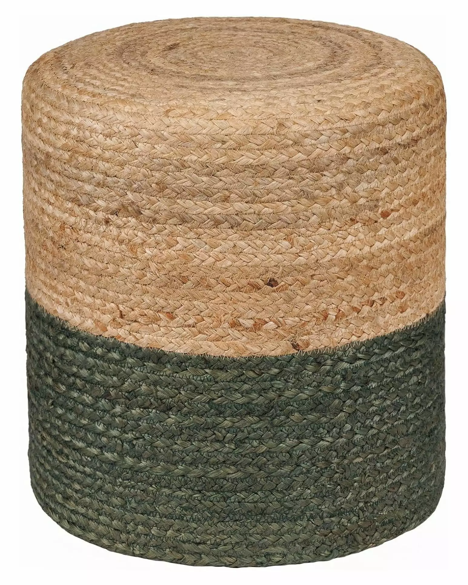 TiaGOC Cylindrical Jute Braided Pouf Foot Stool Ottoman - Natural Olive Boho Accent