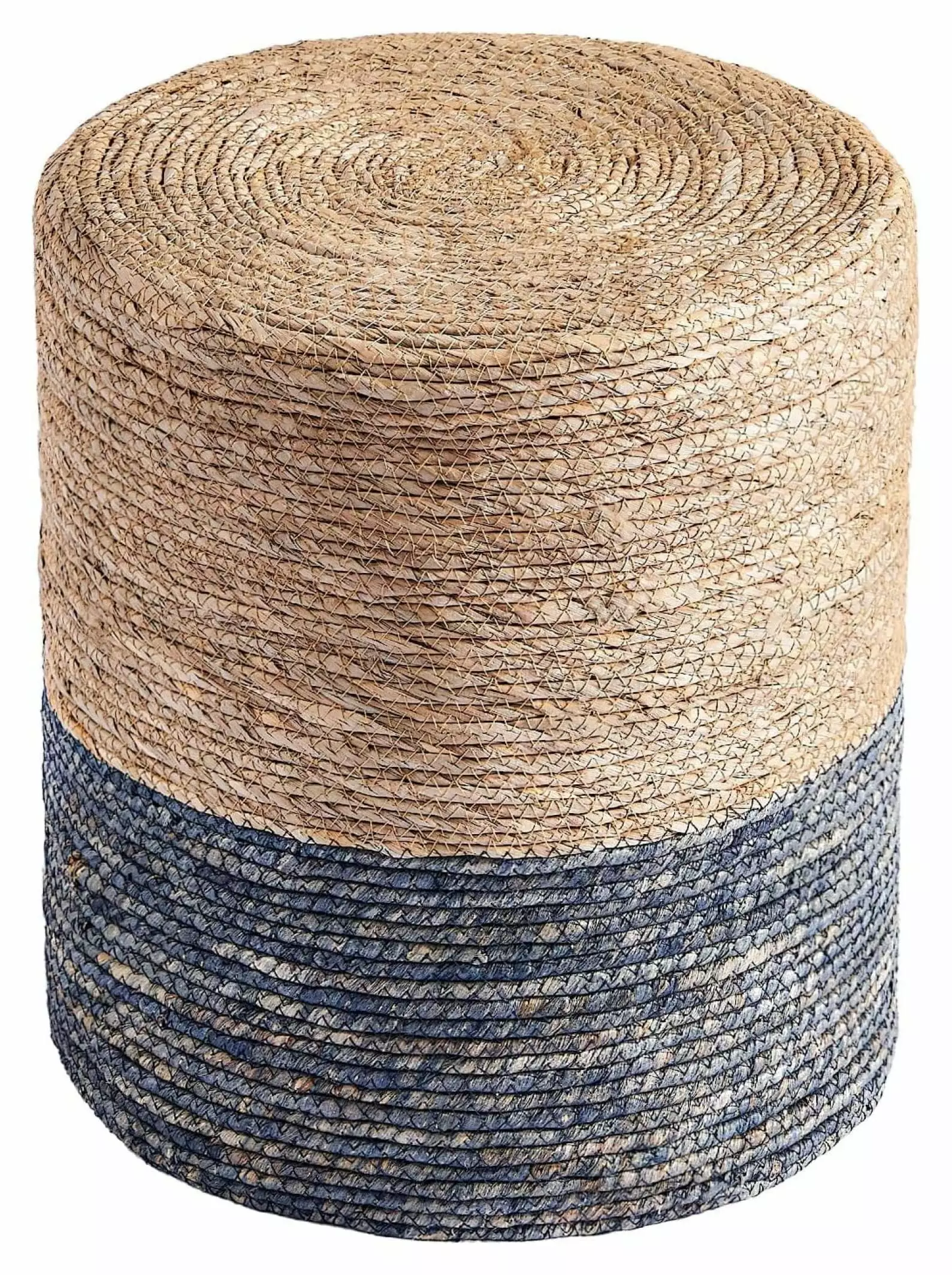TiaGOC Natural Seagrass Hand Woven Round Pouf Ottoman Footrest Accent Chair Wood Frame