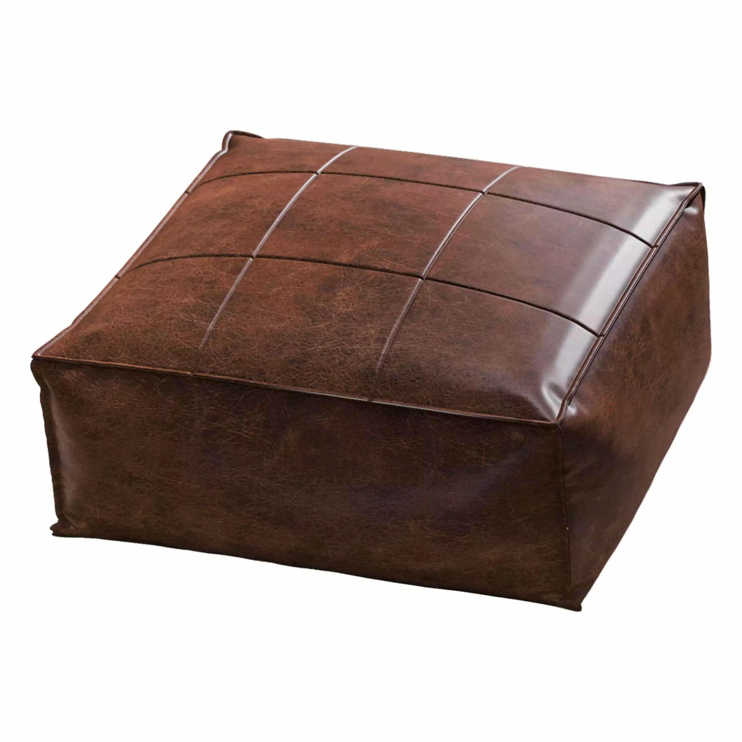 WOWMAX Faux Leather Pouf Ottoman Storage Foot Stool Bean Bag Chair Living Room Home Decor