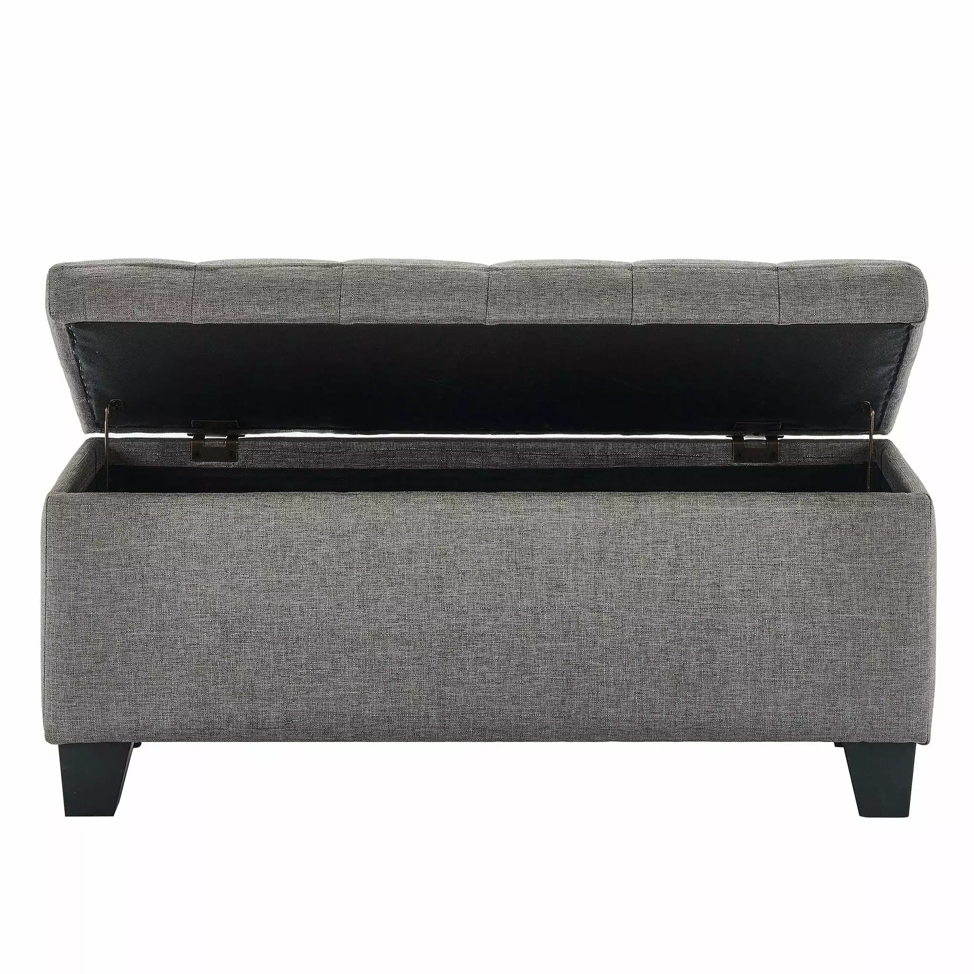 Contemporary Home Living 35.5 Gray Solid Rectangular Storage Ottoman - Modern and Spacious Living Room Furniture Ottomans