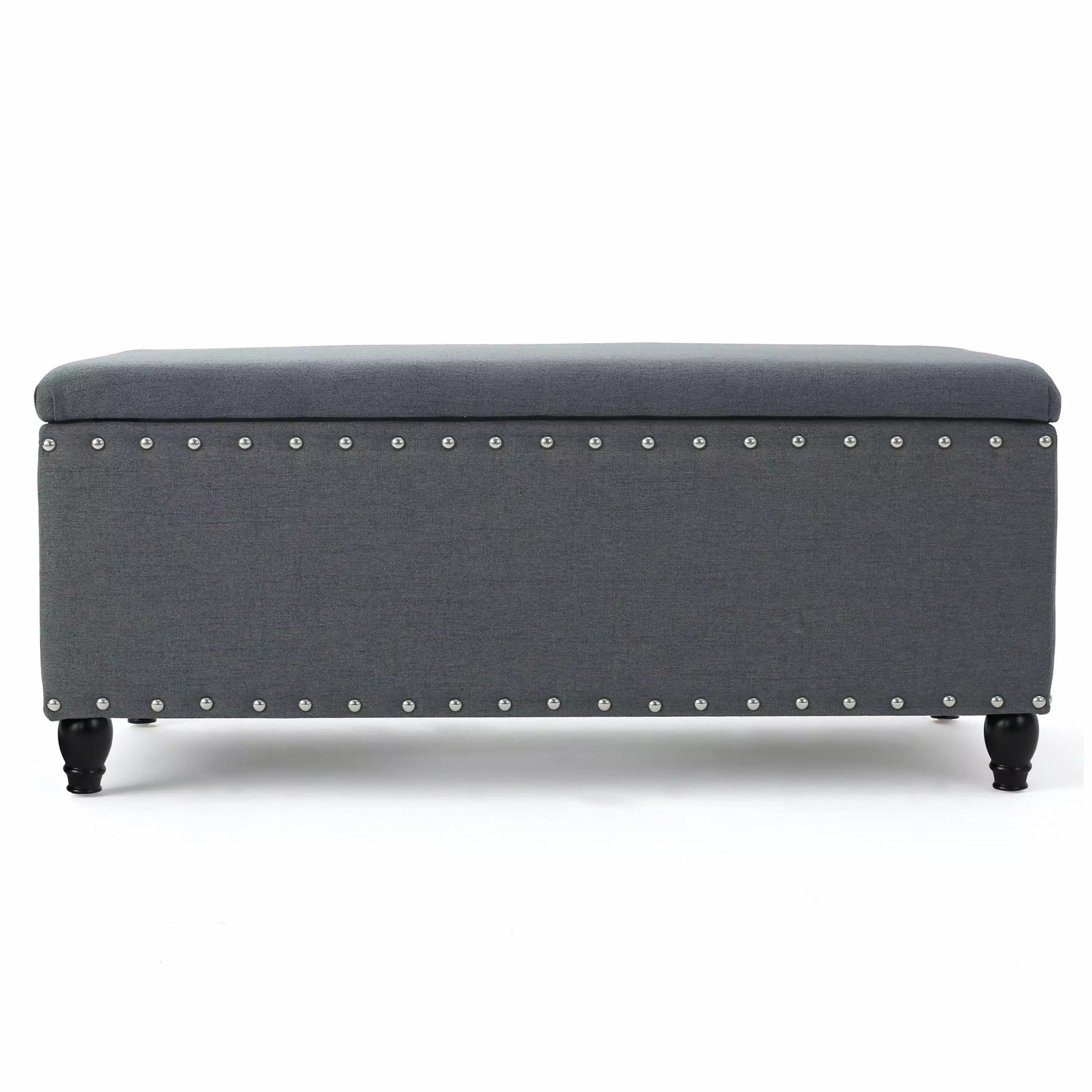 Evvy Oxford Grey Fabric Storage Ottoman Home Decor Ottomans GDFSTUDIO