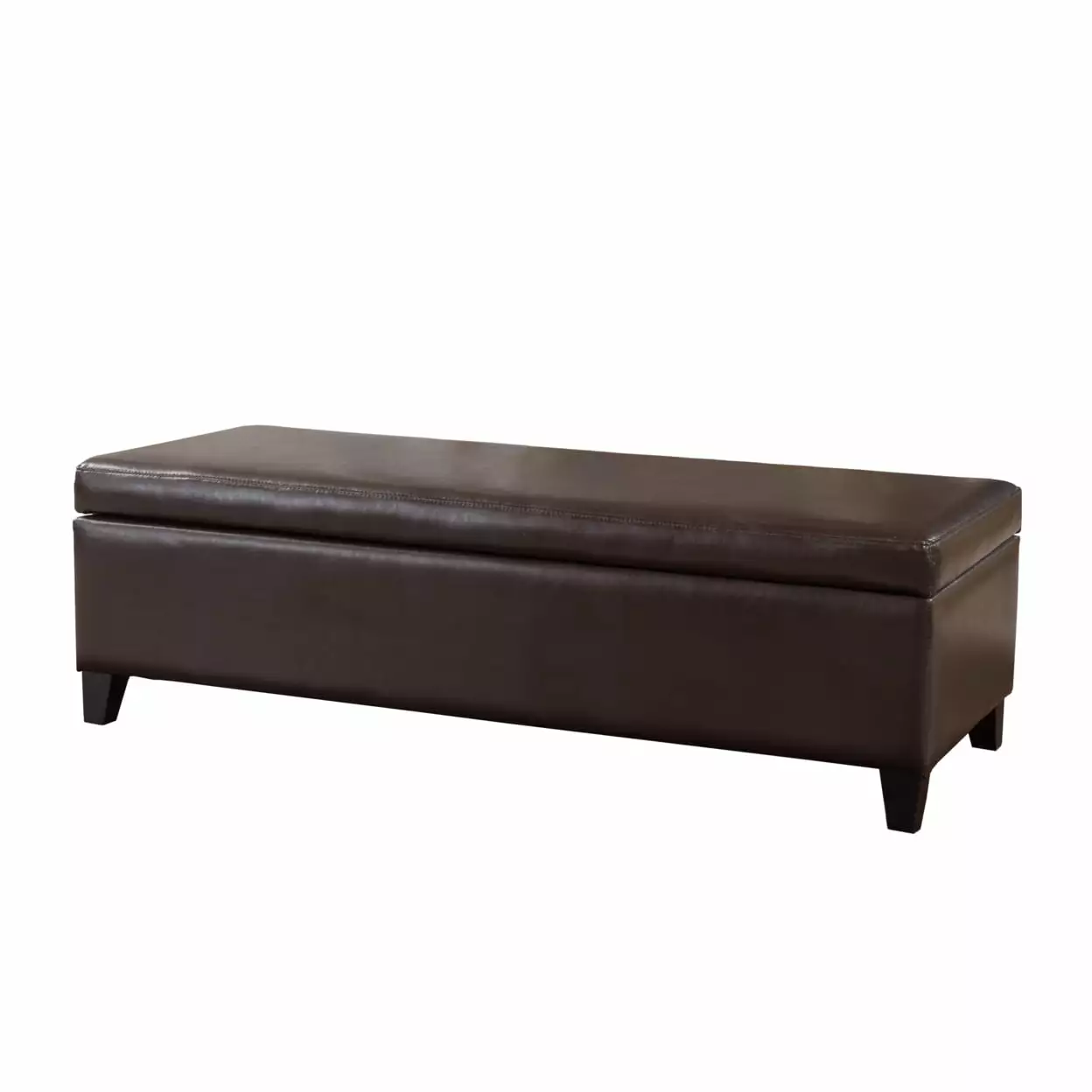 Stratford Brown Leather Storage Ottoman - Classic and Durable Living Room Furniture Ottomans GDFSTUDIO