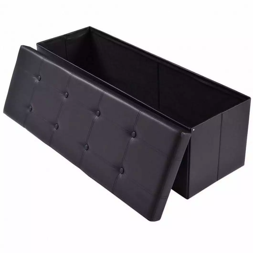 45 Inches Large Folding Ottoman Storage Seat Footrest Bench Black Ottomans Generic