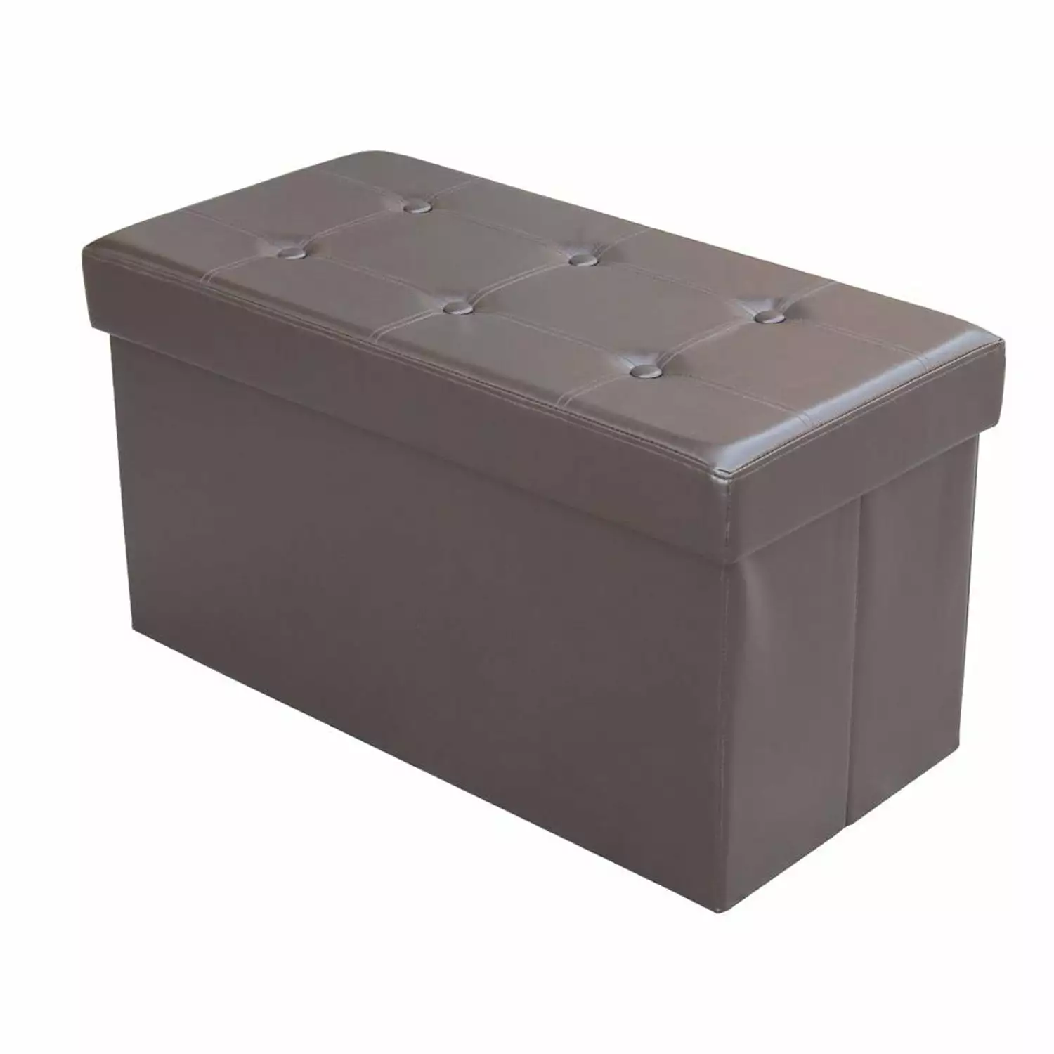 ITY International Large 30x14.75x15.75 Inch Folding Ottoman Storage Chocolate Brown Ottomans