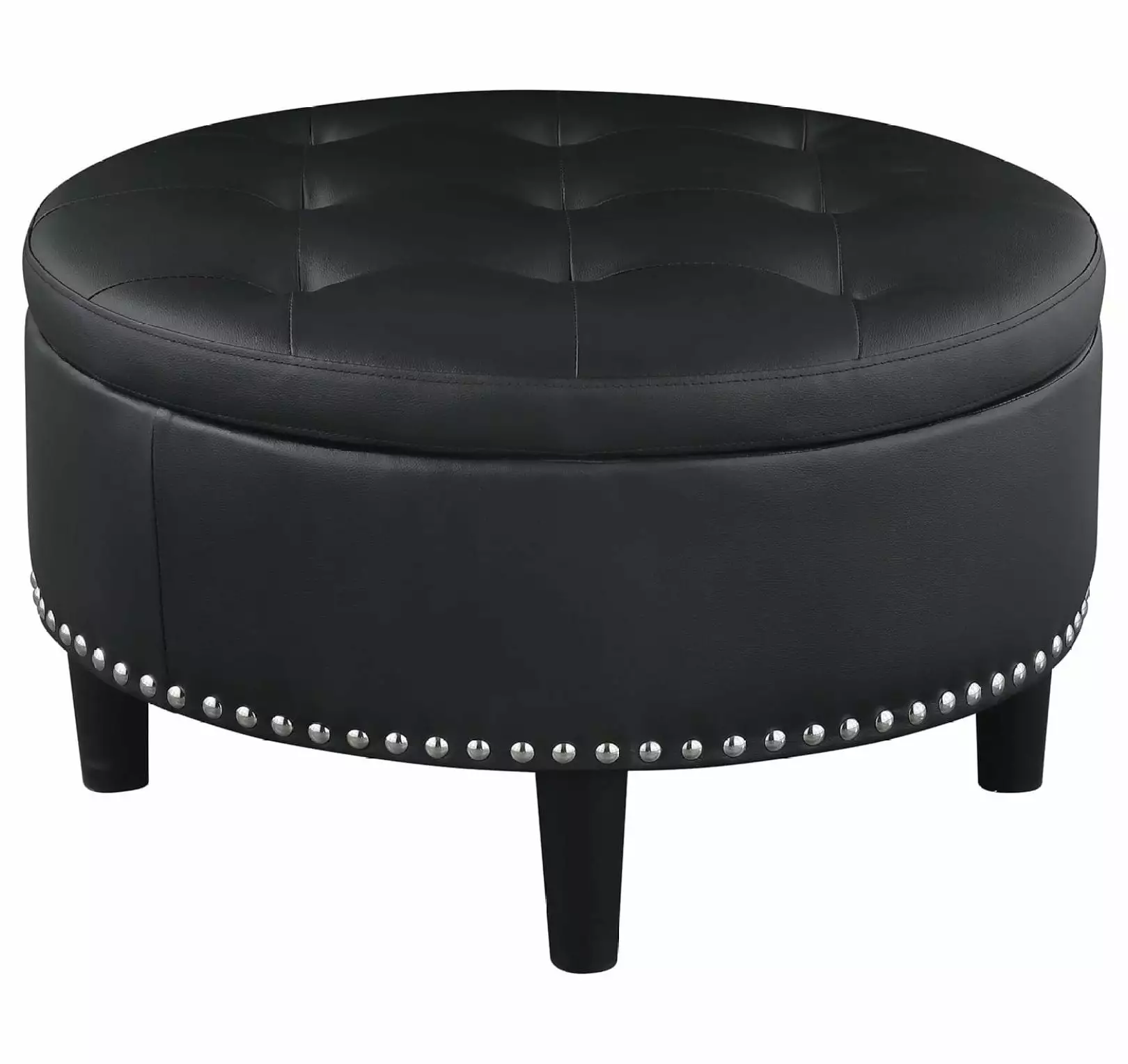 Lwory Jace Upholstered Tufted Storage Ottoman Black - Sleek and Spacious Living Room Footrest Ottomans