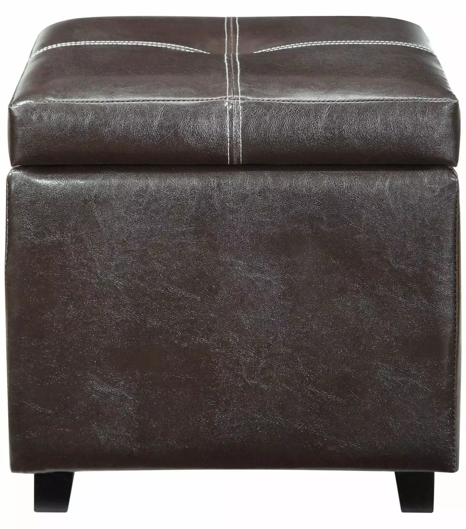 Lwory Treasure Tufted Faux Leather Square Storage Ottoman Cube Espresso Ottomans