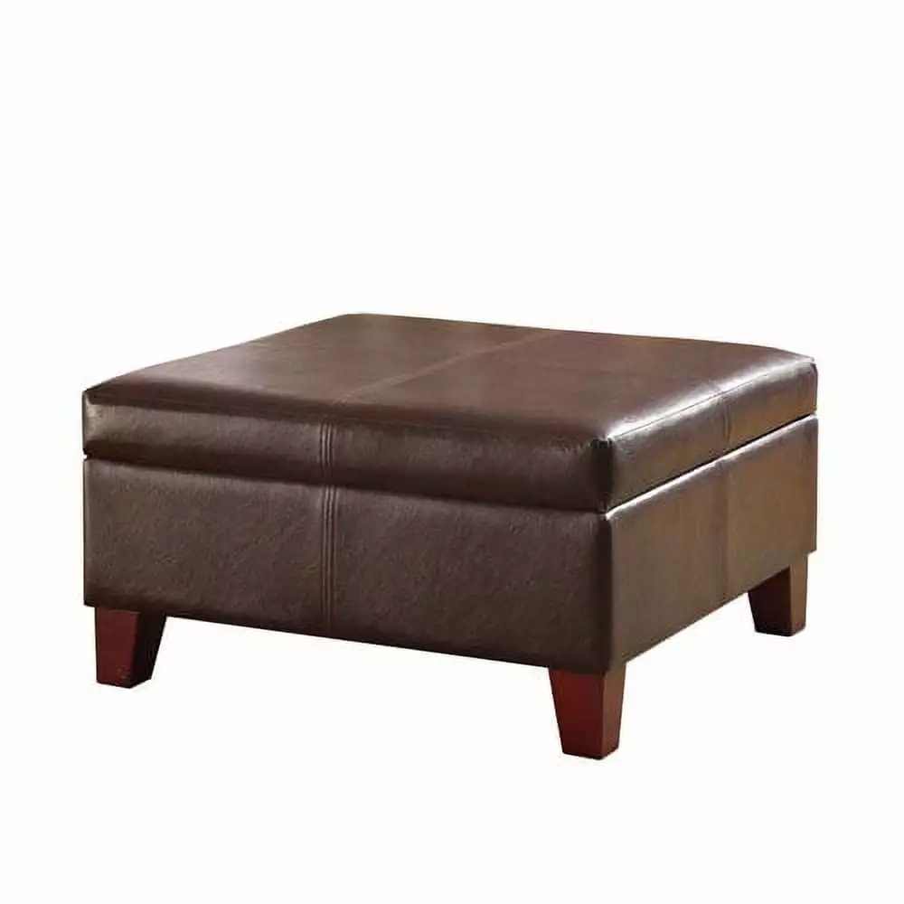 Faux Leather Storage Ottoman Brown - Durable and Practical Living Room Bench Ottomans Meadow Lane