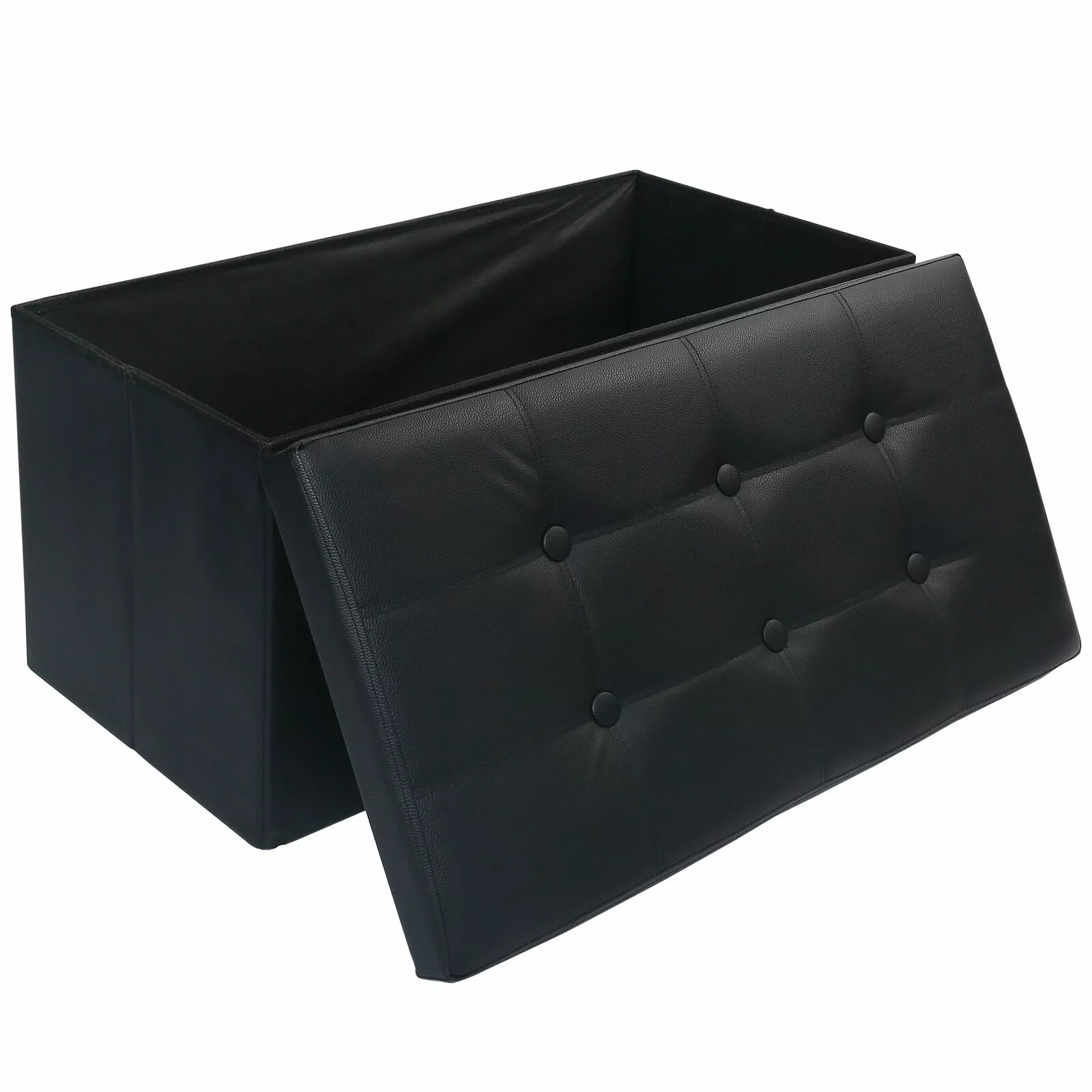 30 Inch Folding Storage Bench Chest Footrest Padded Seat Faux Leather Box Ottomans NOBRAND