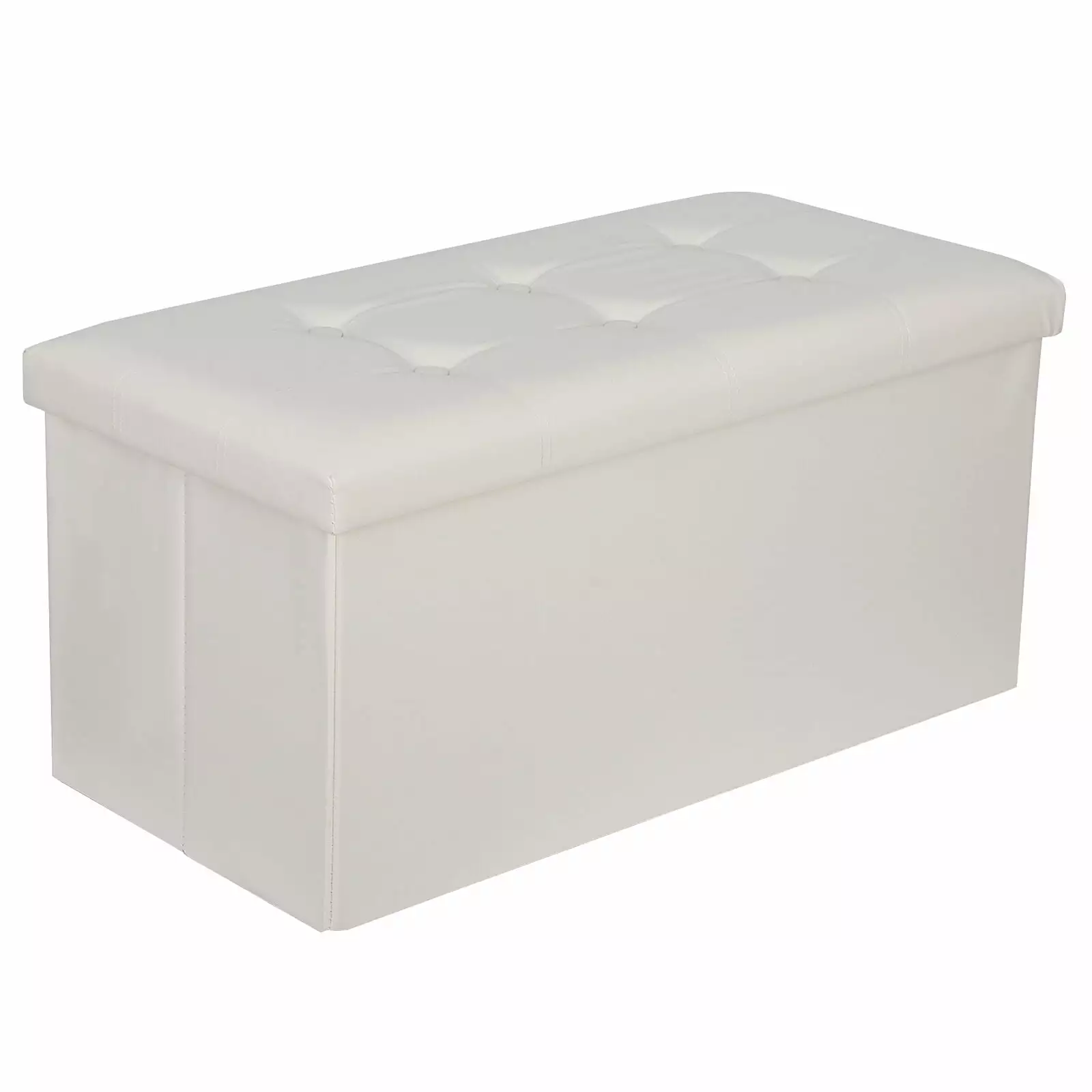30 Ottoman Storage Bench Rectangle Leather Folding Footstool Removable Lid Ottomans NOBRAND