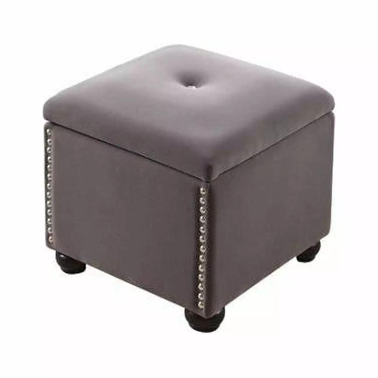 Ore Furniture 16.5 Dove Grey Suede Storage Seating Ottoman Ottomans Ore International