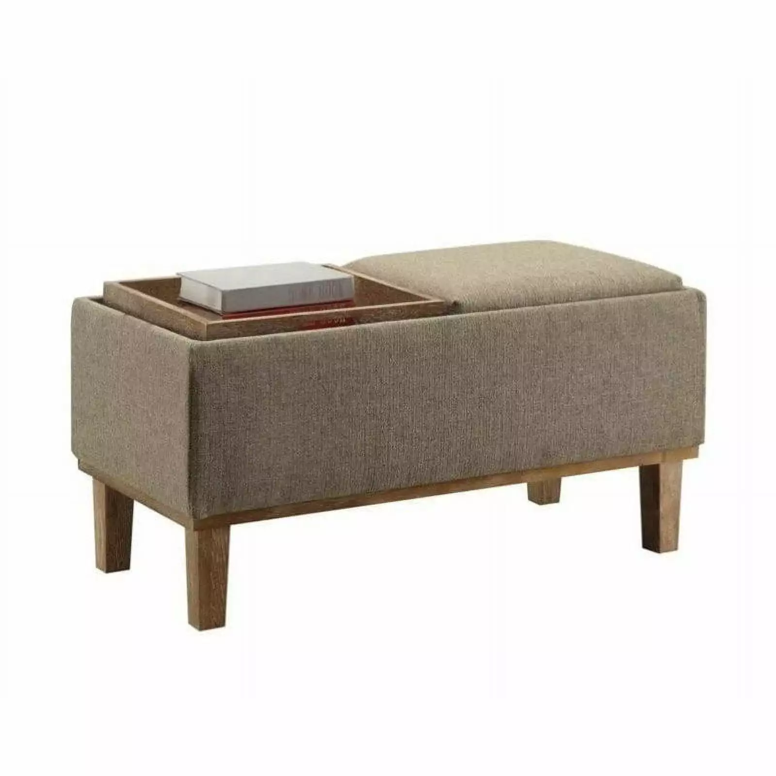 Pemberly Row Ottoman Sandstone - Elegant Upholstered Storage Bench Bedroom or Living Room Ottomans