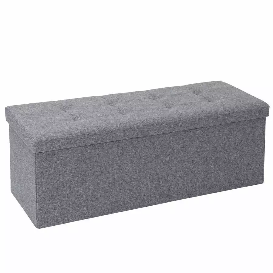 43 Long Durable Ottoman Bench Storage Chest Foot Stool 8 Stitchings Grey Ottomans TPR Marketplace