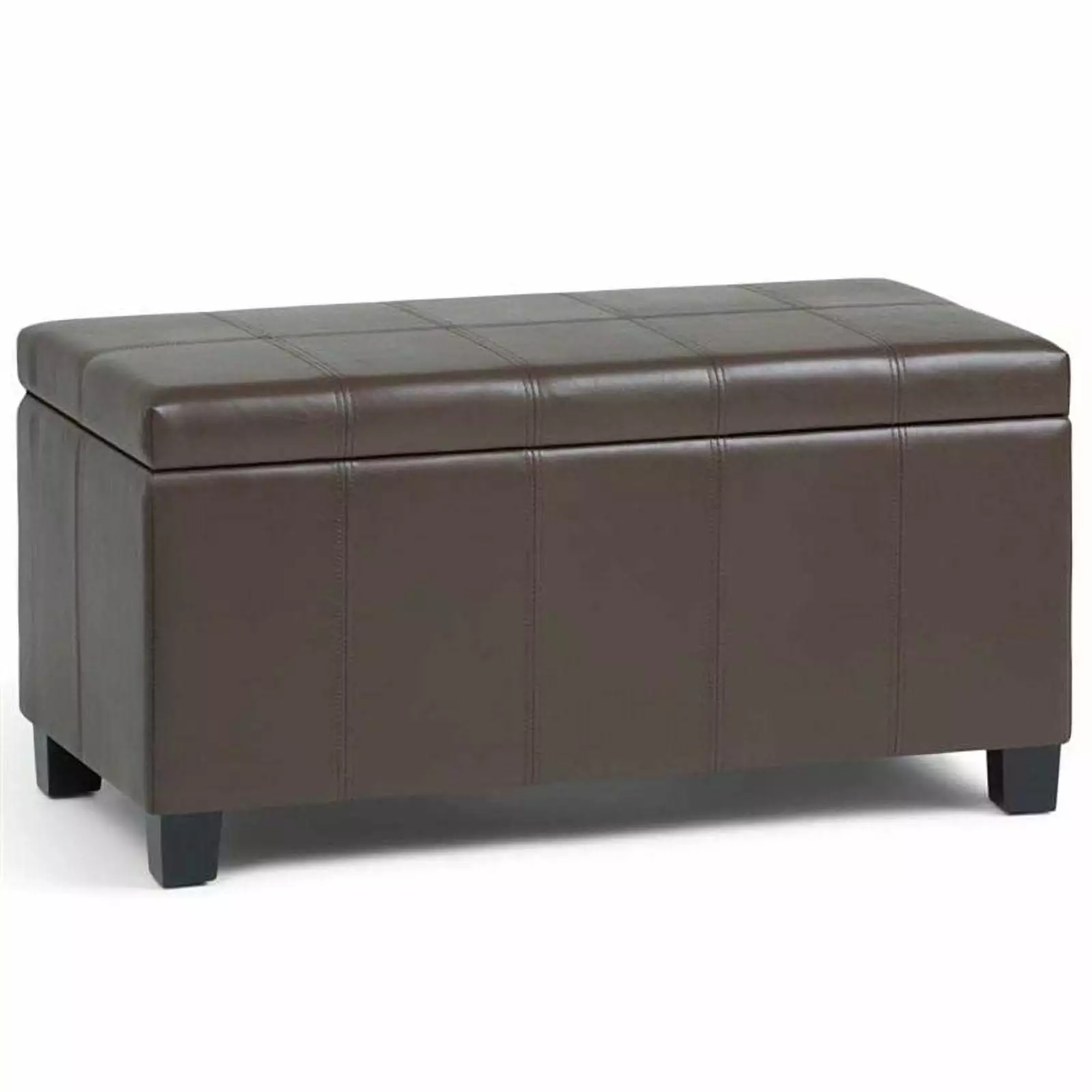 Trent Home Faux Leather Storage Bench Chocolate Brown - Sturdy and Elegant Living Room Furniture Ottomans