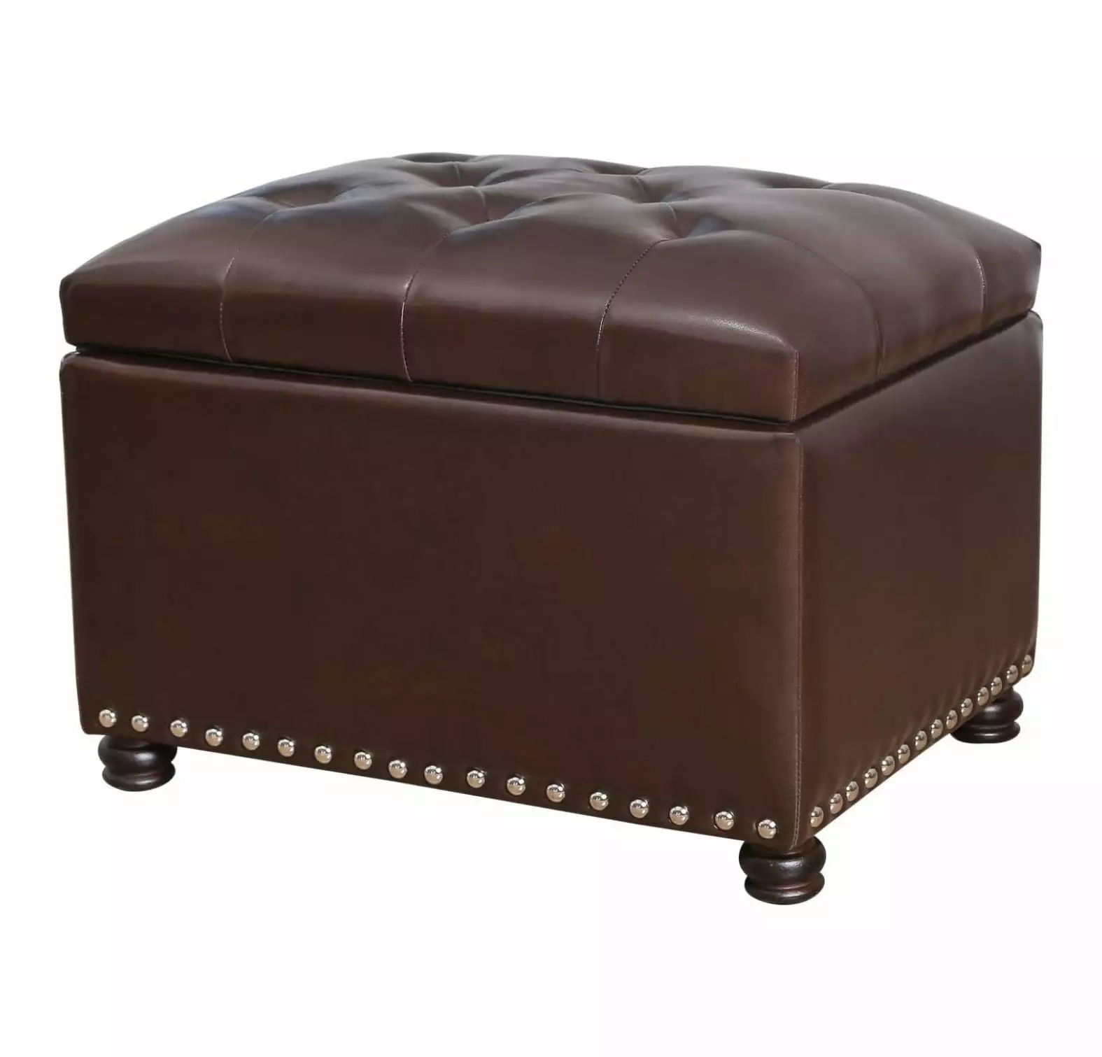 YOSITiuu Rectangular Storage Ottoman Stylish PU Leather Chests Room Organizer Brown Ottomans