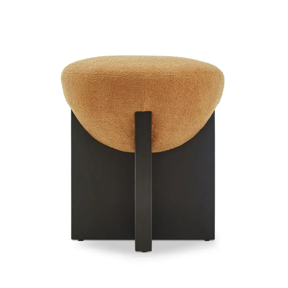 Carved Wood Larson Ottoman - Lander Ochre