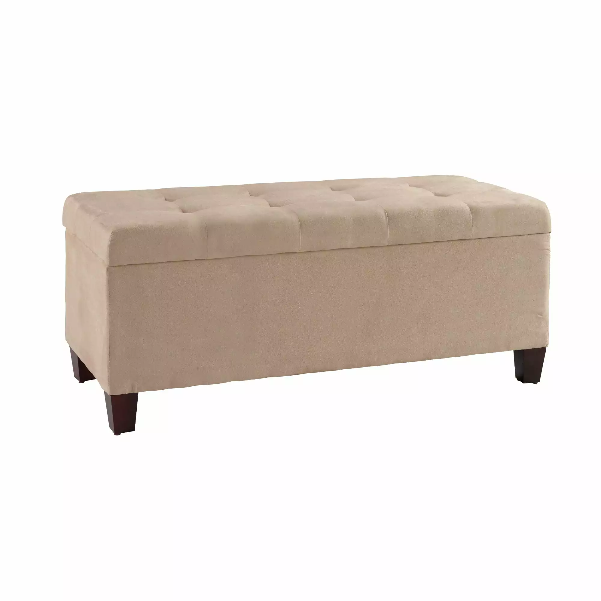 Contemporary Home Living Upholstered Shoe Storage Ottoman 48 Inch Beige - Modern Entryway Bench Ottomans