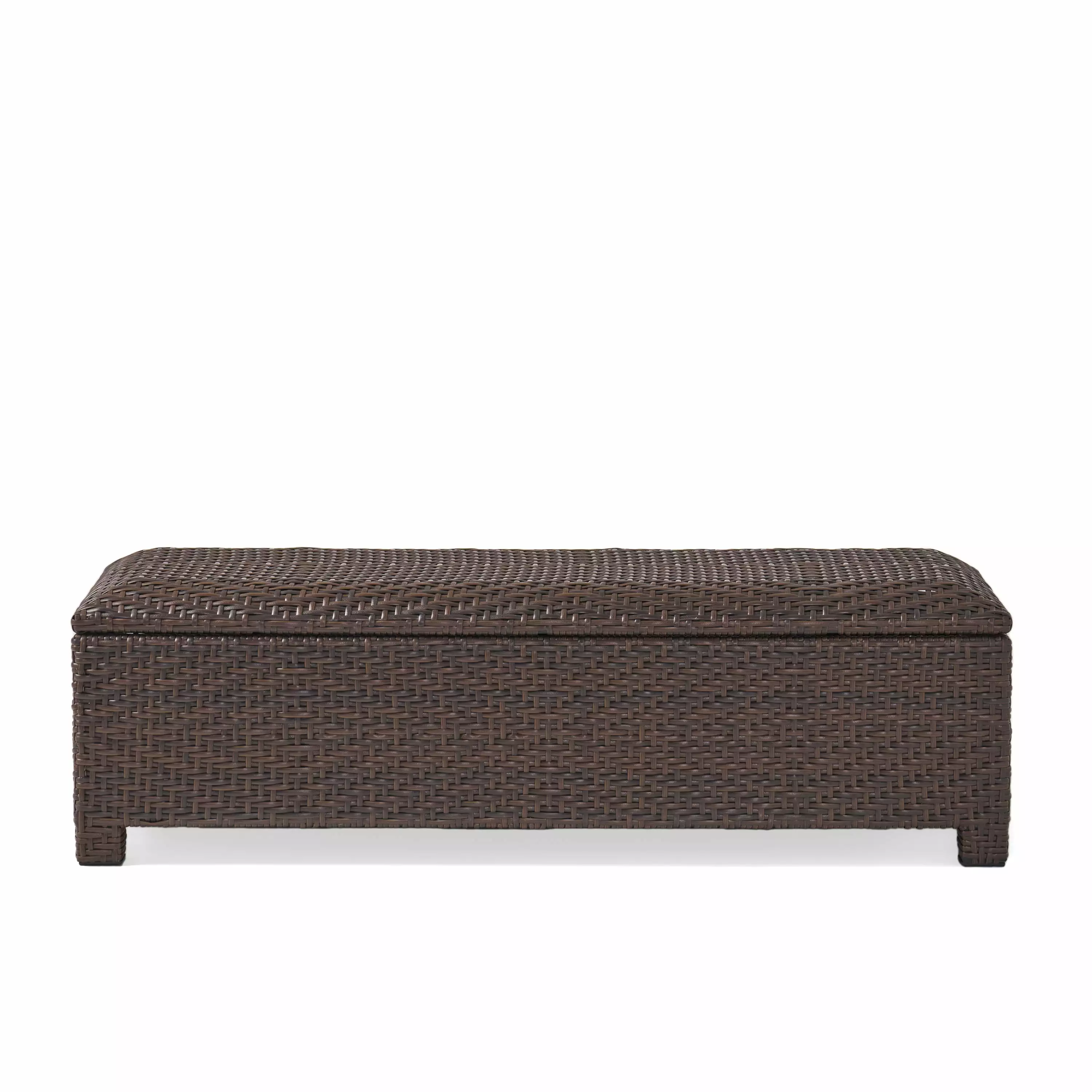 GDF Studio Wren Outdoor Multibrown Wicker Storage Ottoman Patio and Garden Ottomans GDFSTUDIO