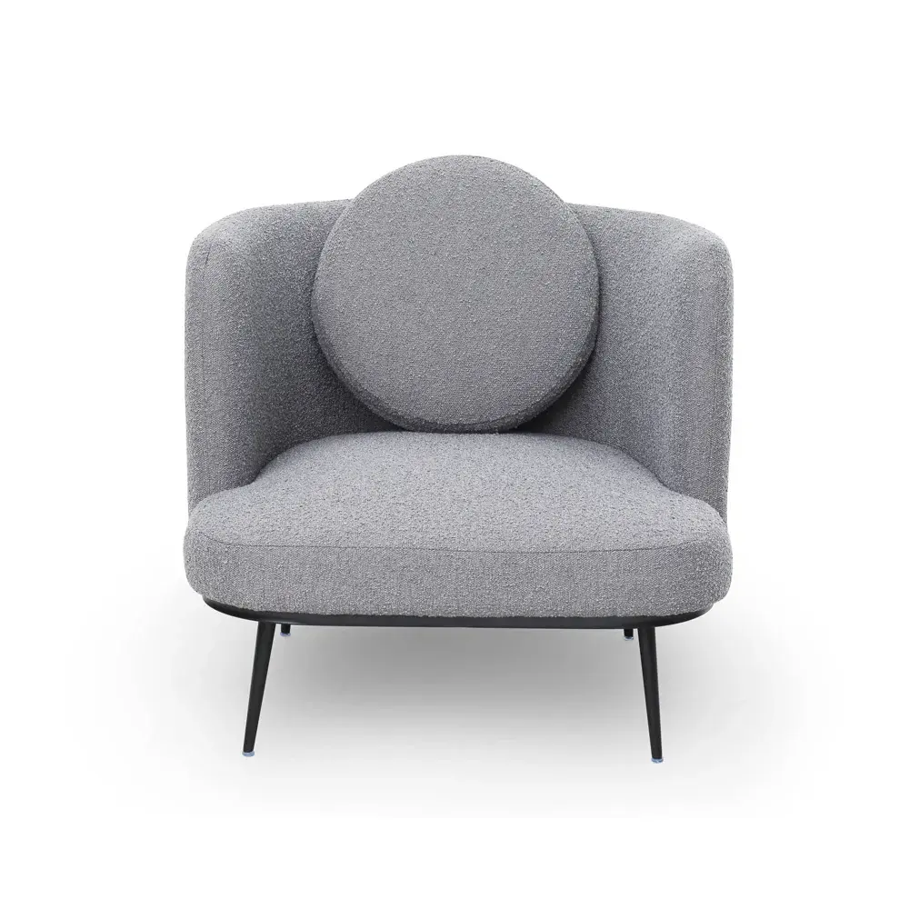 Glass Top Velux Occasional Chair - Boucle Graphic Grey