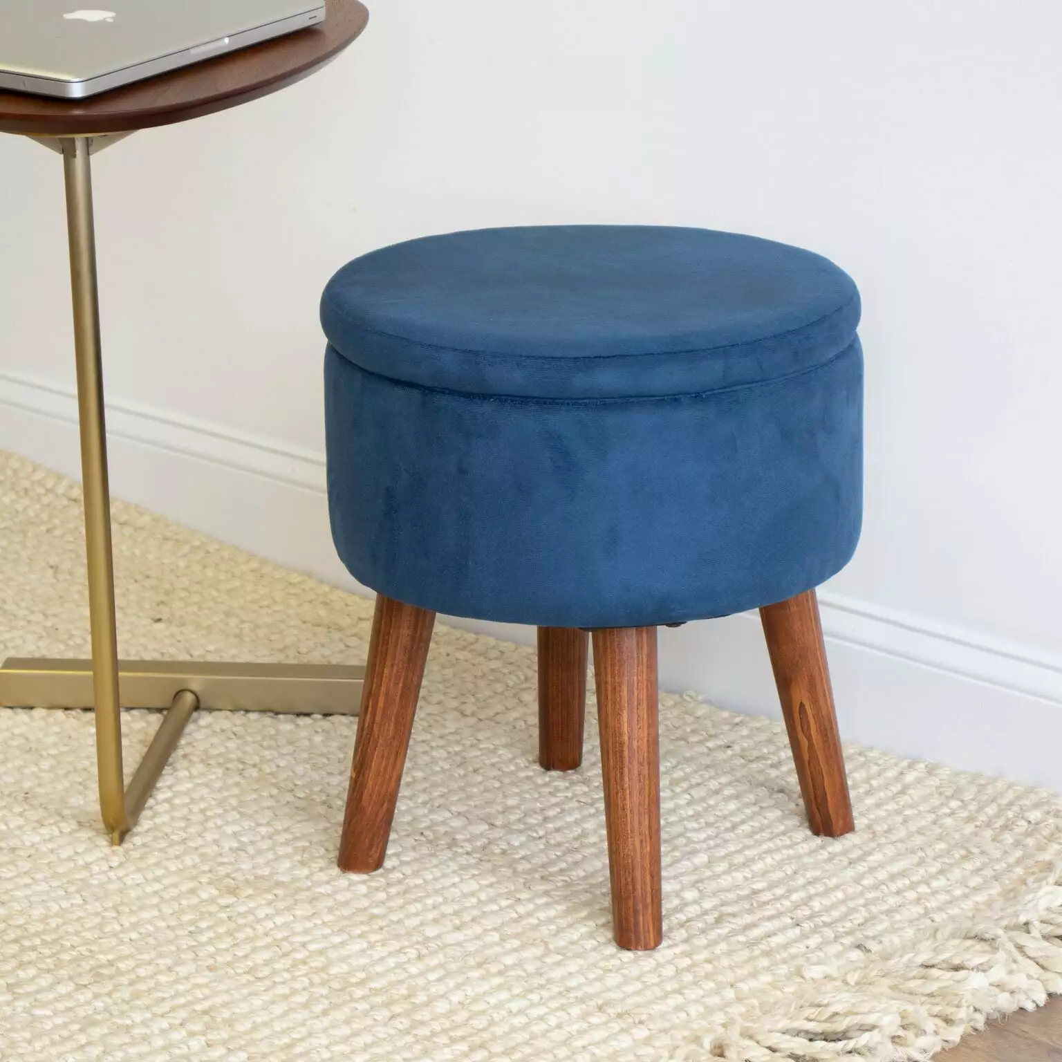 Humble Crew Sloan 16 Velour Round Storage Ottoman Ottomans