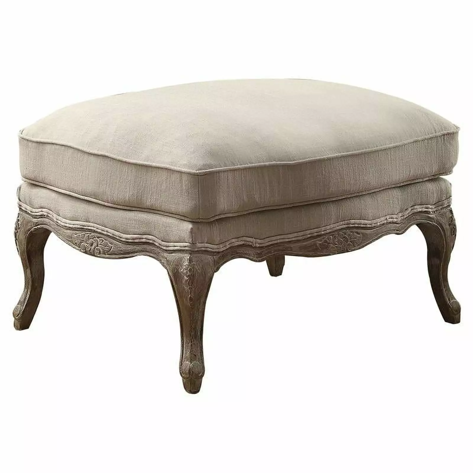Lexicon Parlier Traditional Wood Accent Ottoman Natural Ottomans