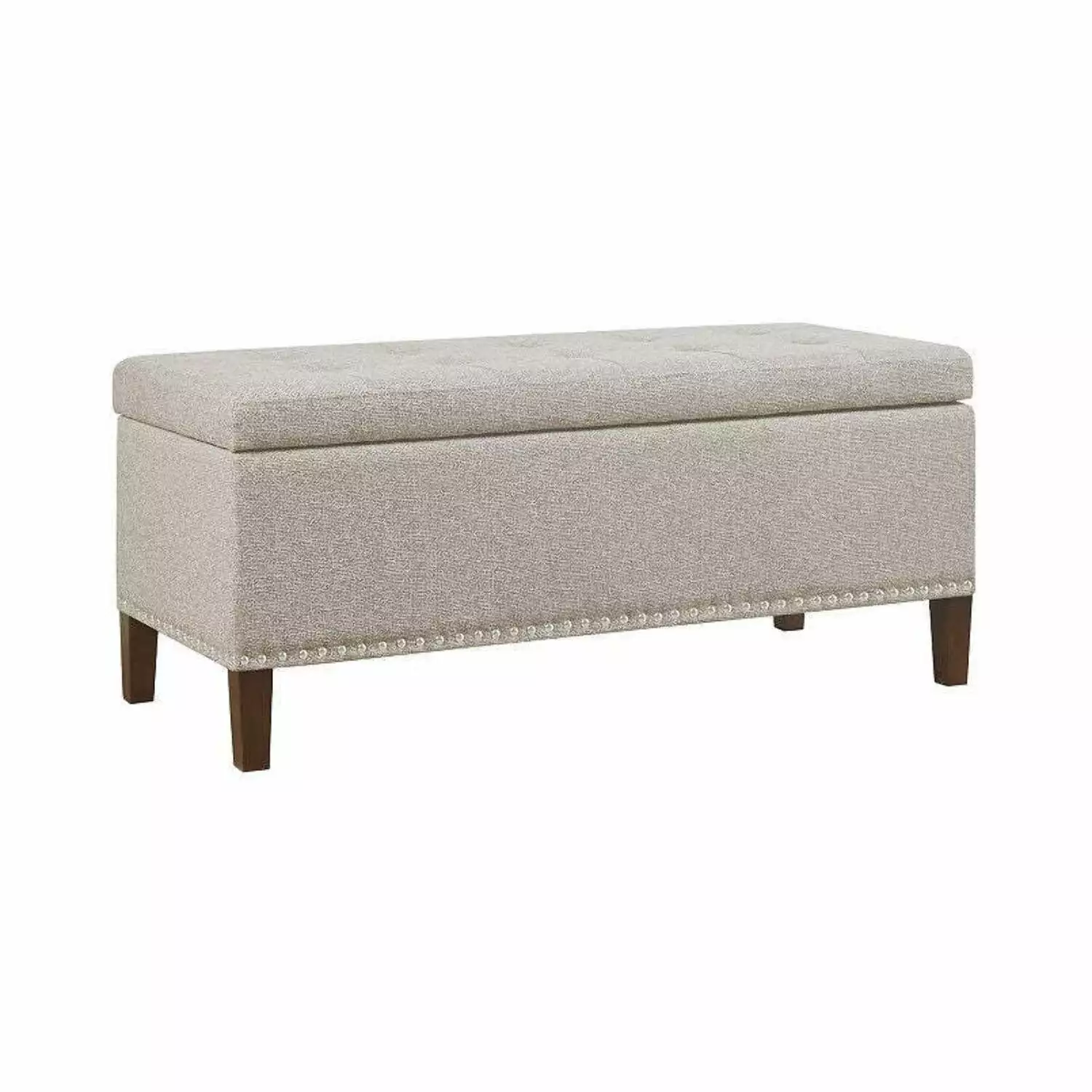 Madison Park Frances Tufted Storage Ottoman - Oatmeal - Elegant Living Room Decor Ottomans