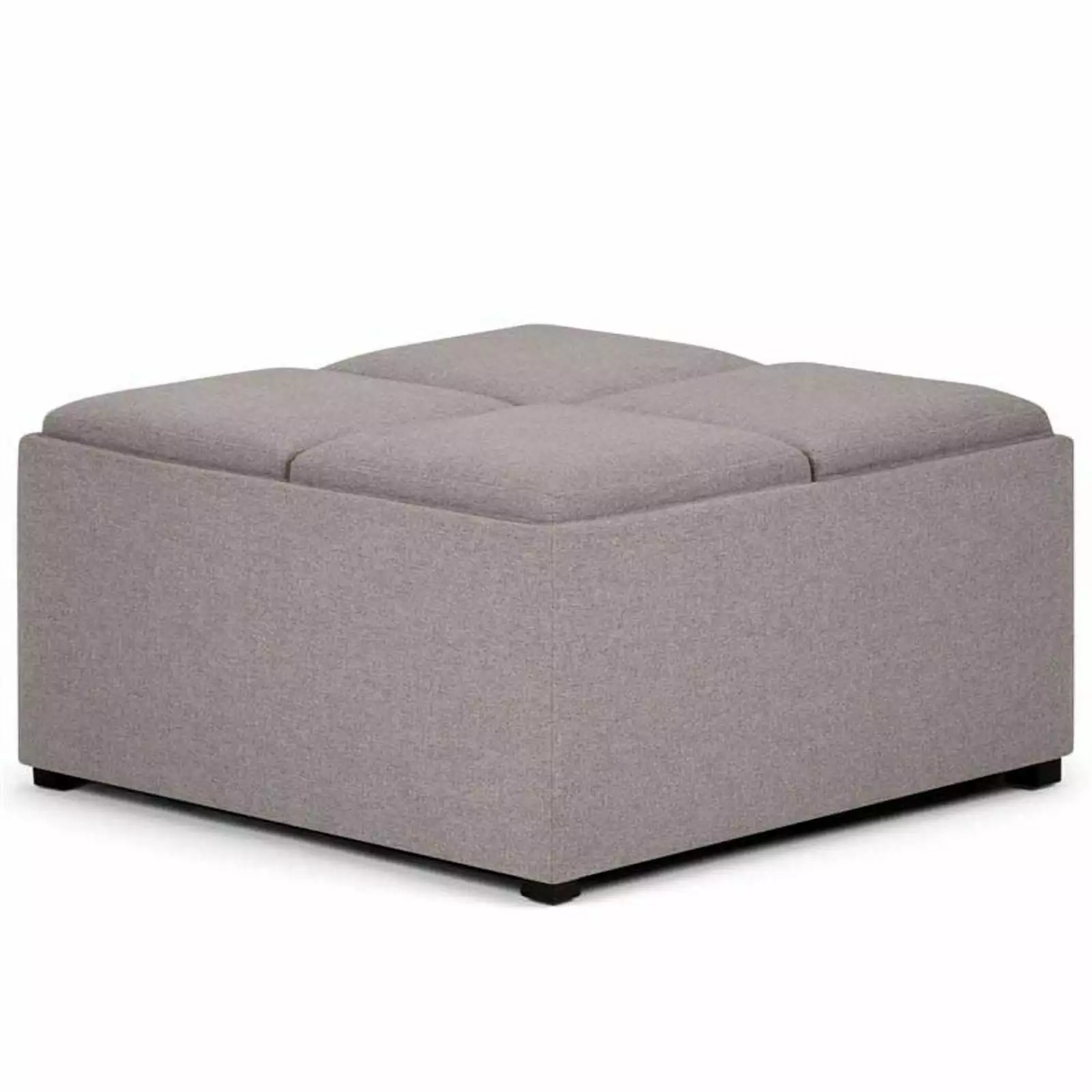 Pemberly Row Modern Solid Wood Square Ottoman Cloud Gray - Contemporary Living Room Ottomans
