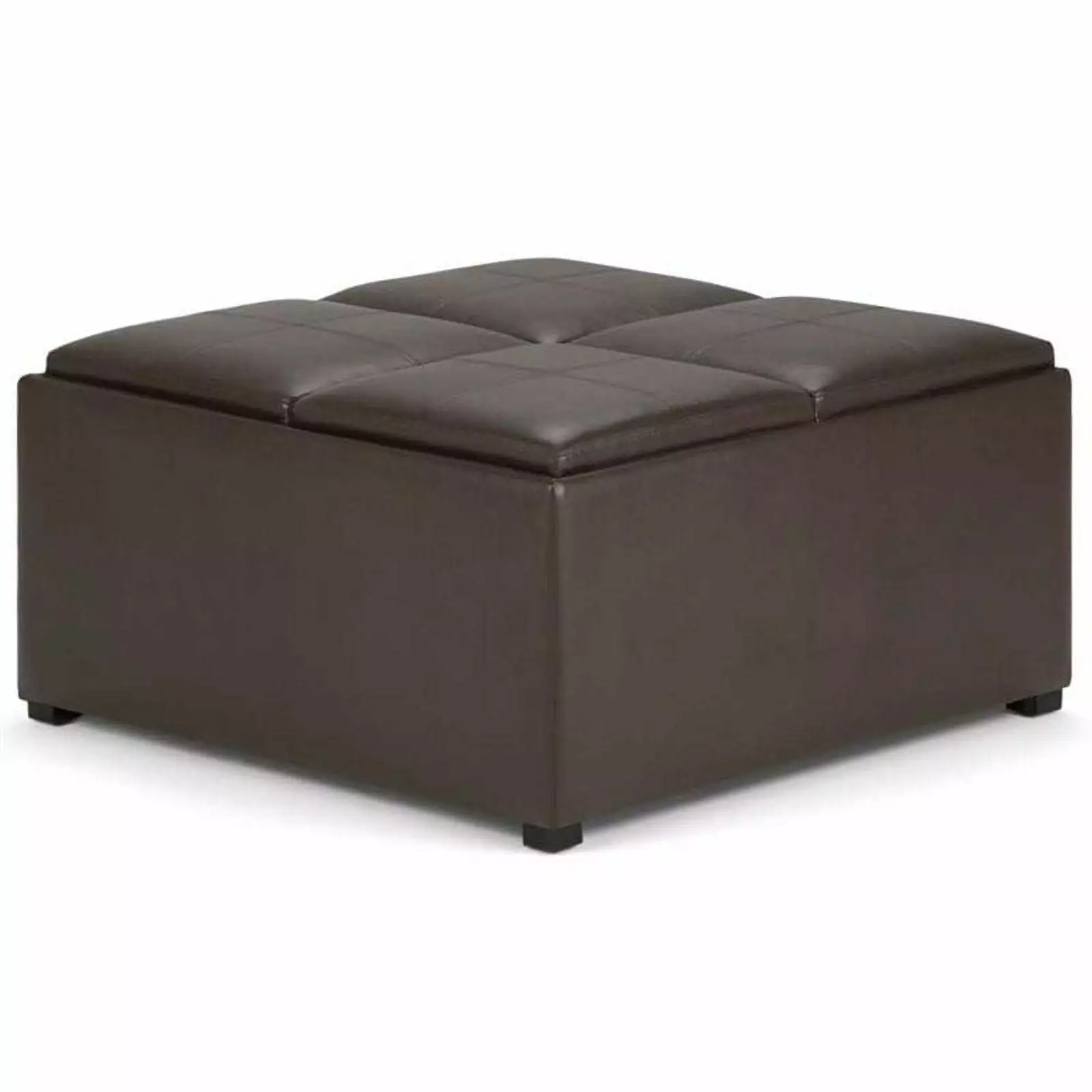 Trent Home Square Faux Leather Ottoman Chocolate Brown - Classic Living Room Piece Ottomans