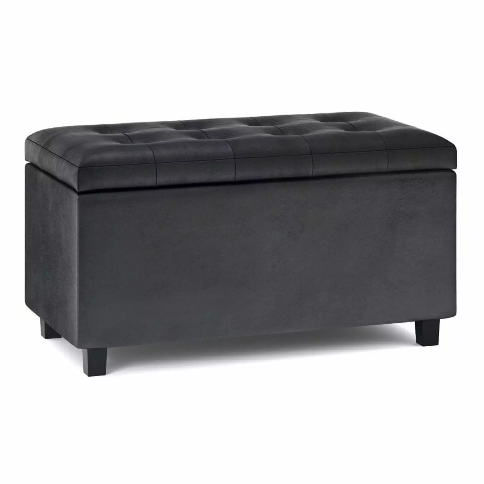 Trent Home 34 Transitional Rectangle Ottoman Black Faux Leather Living Room Ottomans