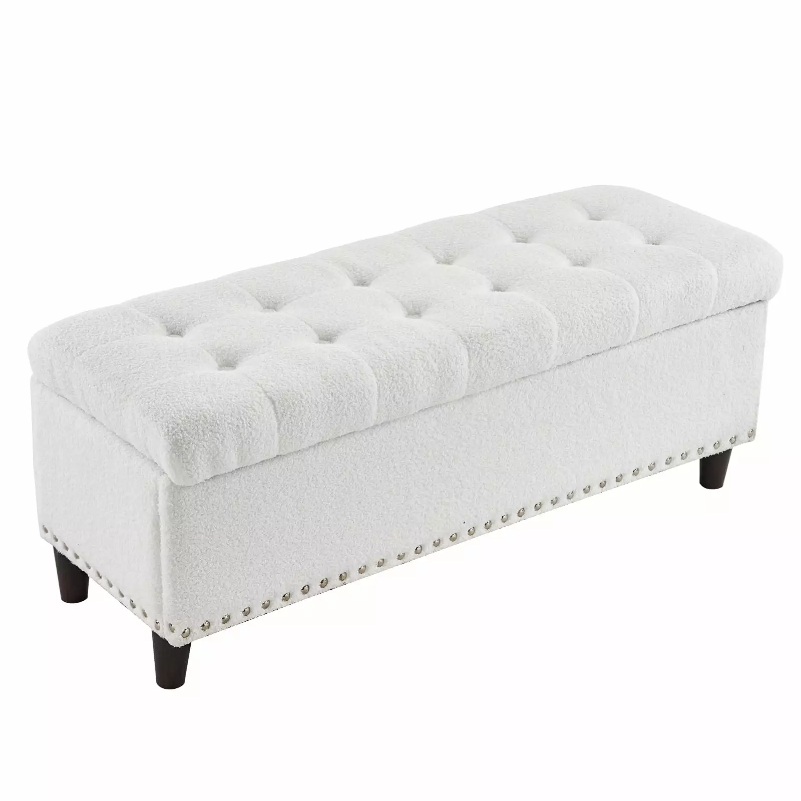 UBesGoo 43 Inch Storage Ottoman Bench Flip-up Lid Tufted Off White Footrest Entryway Ottomans