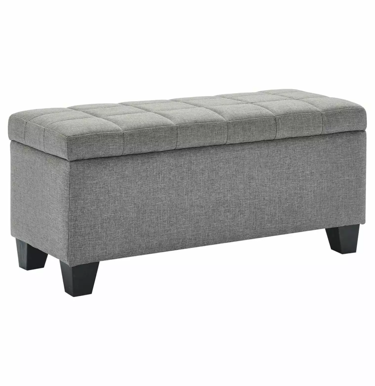 Wension Grey Upholstered Storage Ottoman - Stylish Living Room Footrest Ottomans