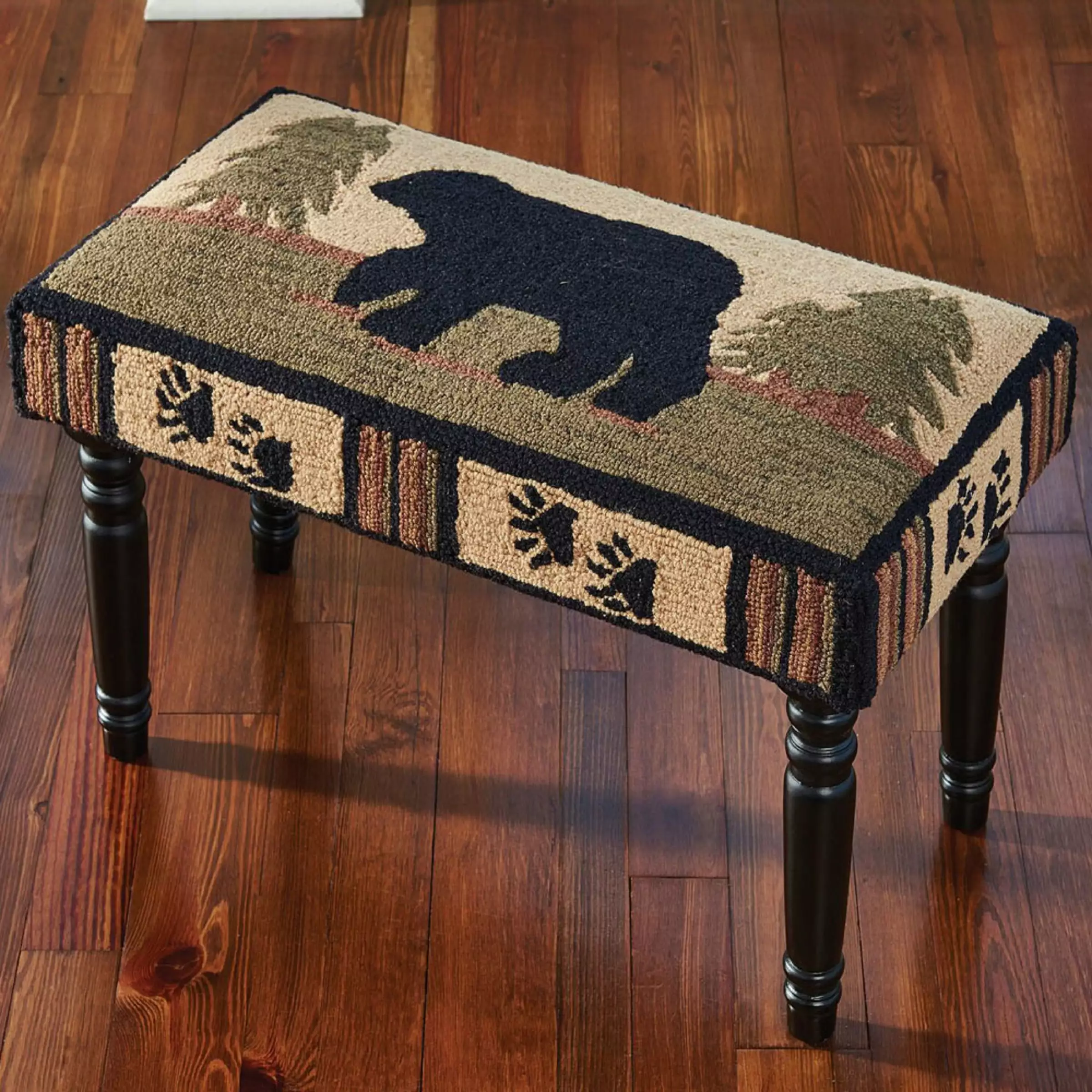 Park Designs Adirondack Bear Hooked Bench Outdoor or Cabin Decor Benches