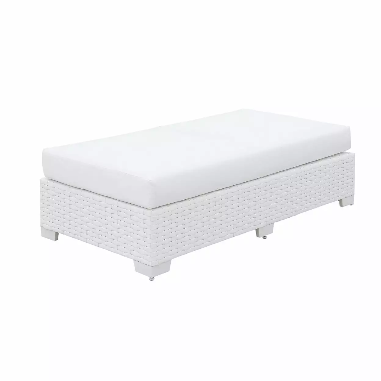 Wicker Aluminum Framed Bench Fabric Cushion Seat White Saltoro Sherpi Benches