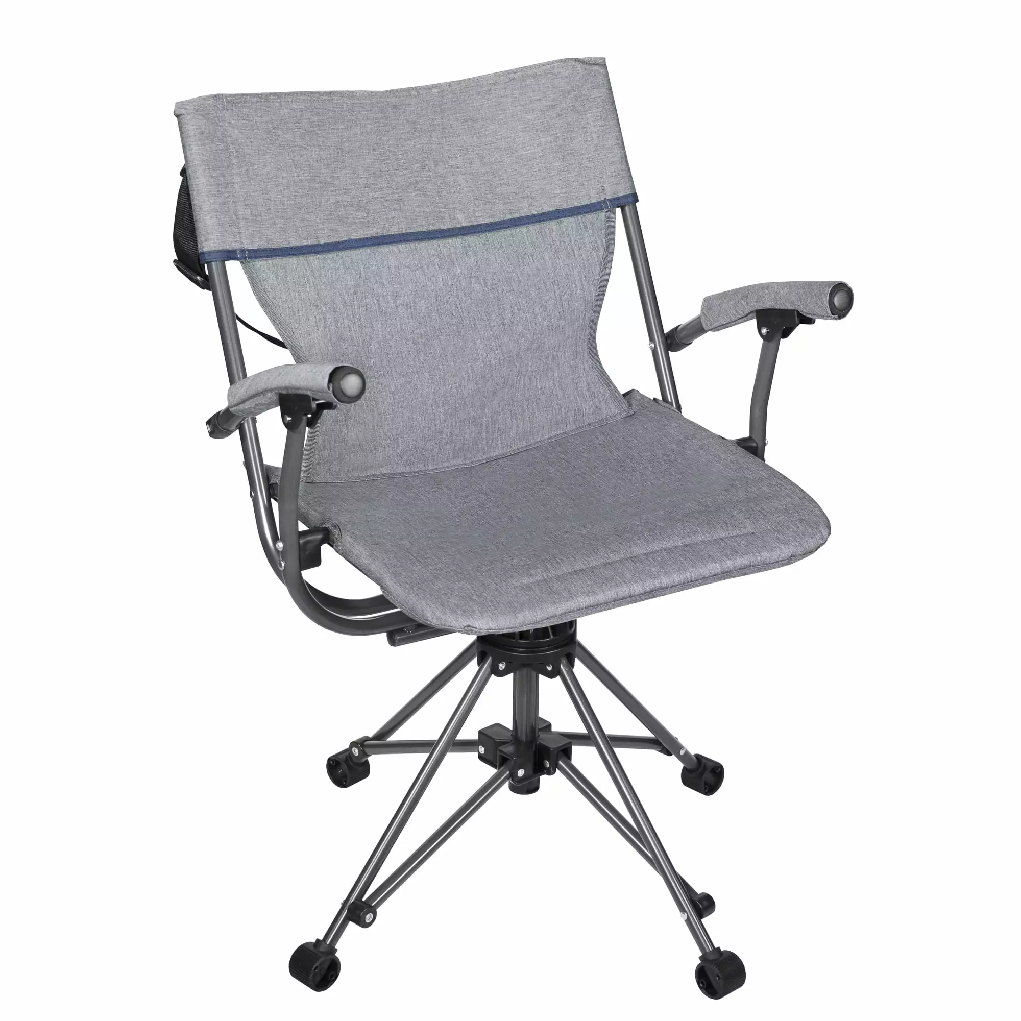 Zenithen Outdoor Indoor Folding Portable Lawn 360 Swivel Bag Chair Armrests Blue Grey Comfortable Seating
