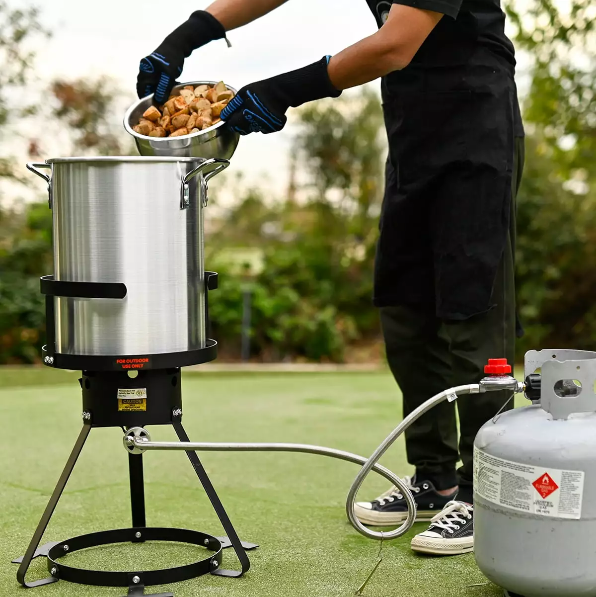 Barton Deluxe Turkey Deep Fryer Kit 30 QT Capacity 37000 BTU Adjustable Gas Regulator Pressure