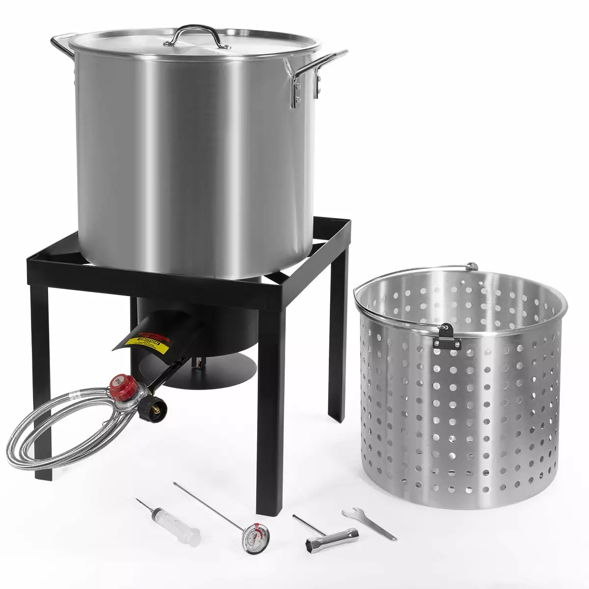 Barton X-Large 64Quart Aluminum Turkey Fryer Sgrouper Cast Iron Burner Fair Clam Bake Pot Kit