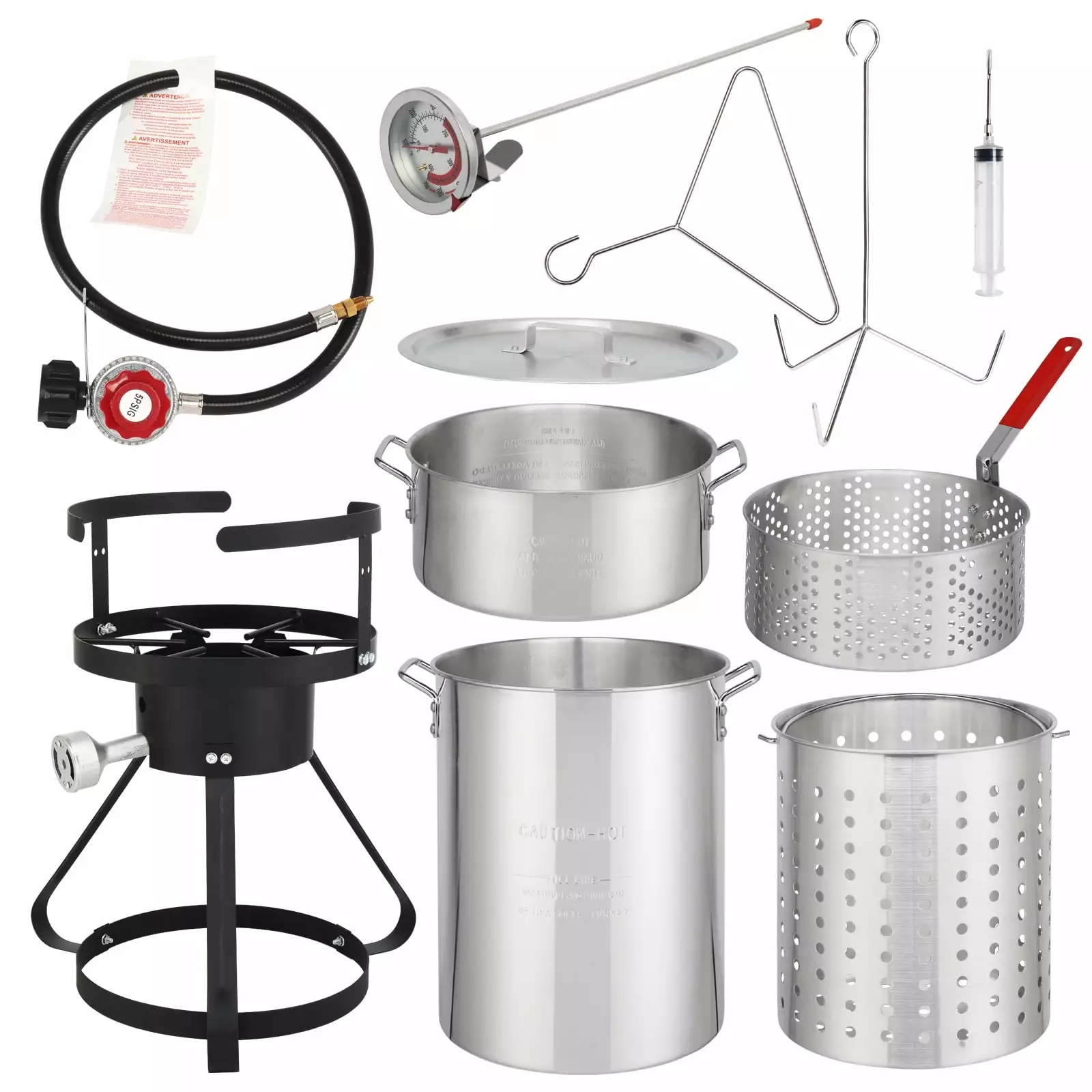 GoDecor 30QT Turkey Fryer Fish Fryer Set Pot Turkey Fryer Boil 4pcs Outdoor Propane 55000BTU Aluminum