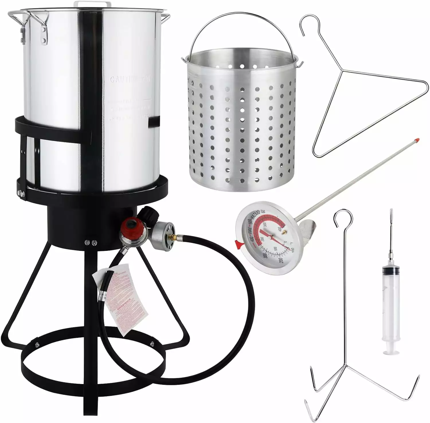 30QT Turkey Fryer 55.000BTU Propane Stove. Aluminum Deep Fryer & Seafood Crawfish Boiler Sgrouper Binquireet. Thermometer....