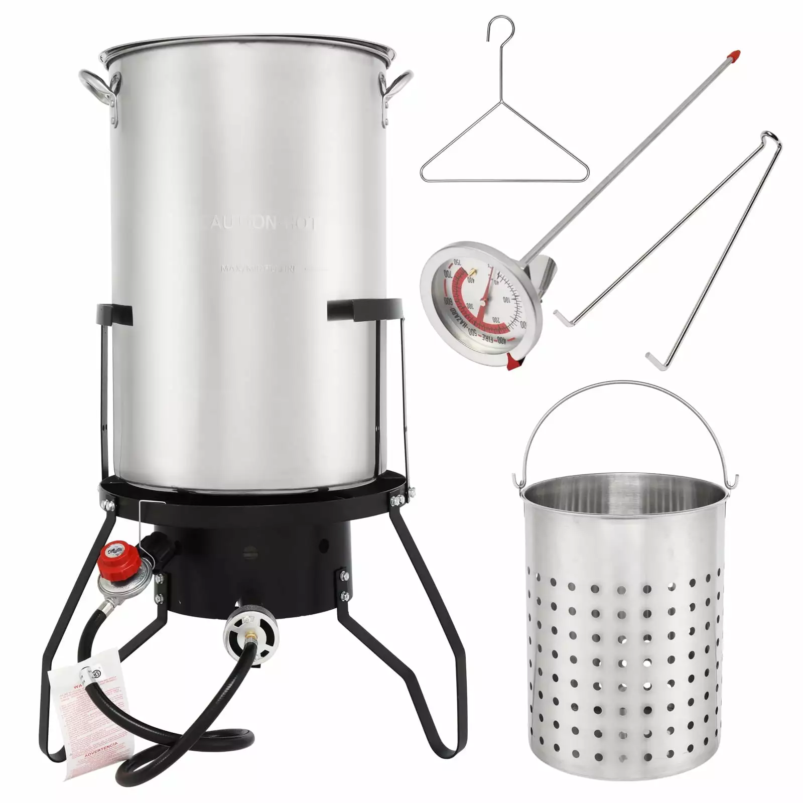 Ktaxon Propane Outdoor Fryer Stainless Steel Frying Boiling Turkey Fryer Pot 50QT