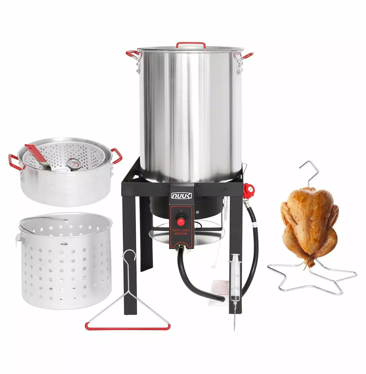 LaYelxt 30QT Turkey Fryer and 10QT Fish Fryer Combo Kit CSA Approved 50000BTU Burner