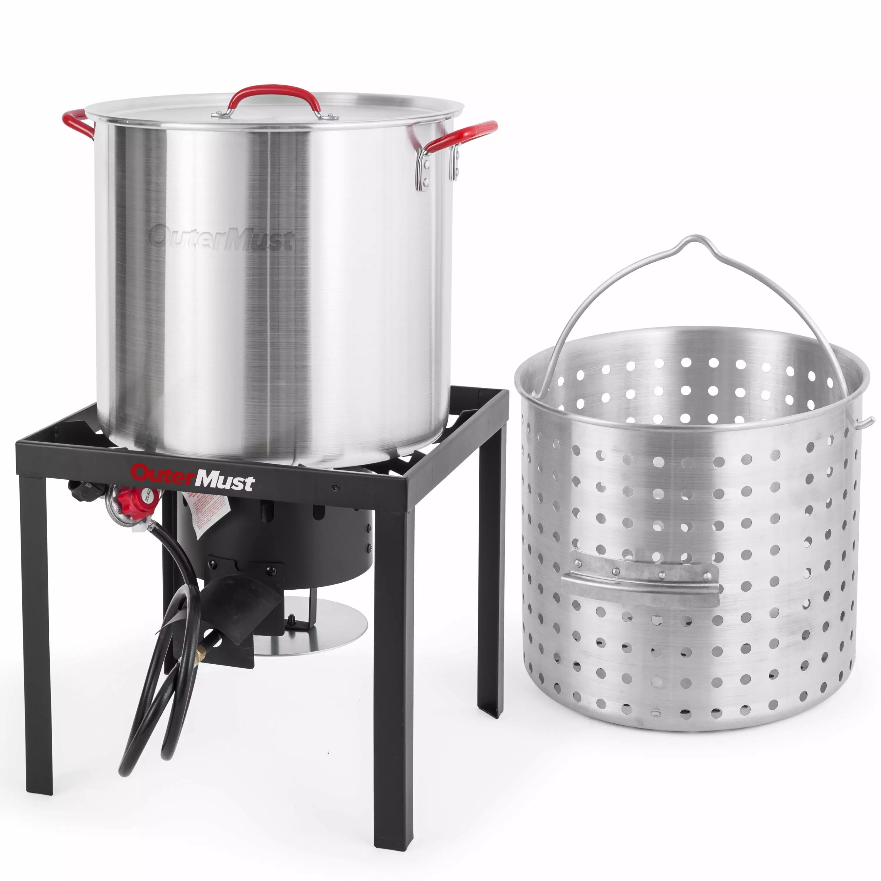 OuterMust 60 Qt Crawfish Boil Pot and Burner Kit Seafood Boil Pot Binquireet 110000 BTU Aluminum Crawfish Boiler