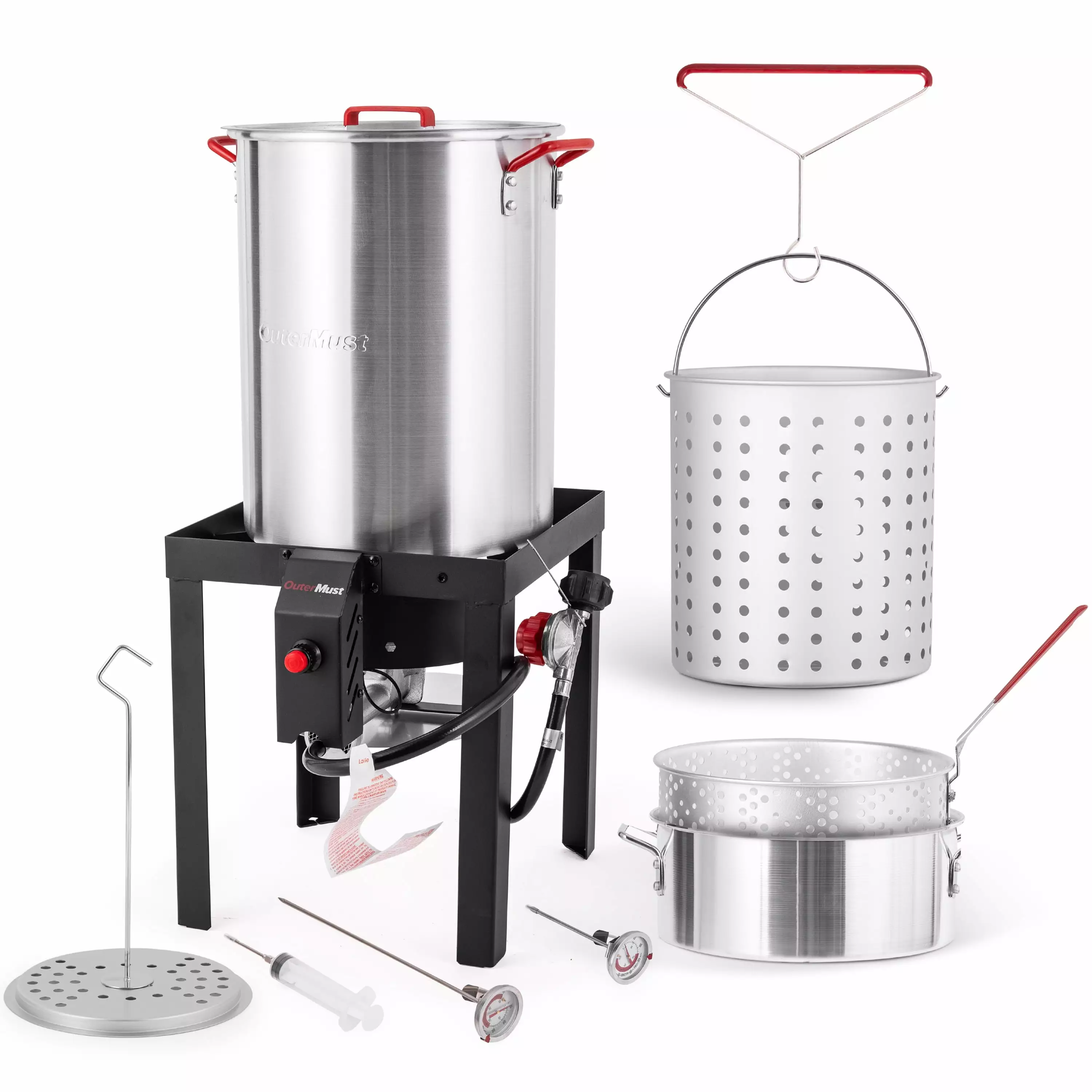 OuterMust 30 QT Turkey Fryer Binquireet Crawfish Boil Pot and Burner Set 11 Qt Outdoor Fish Fryer