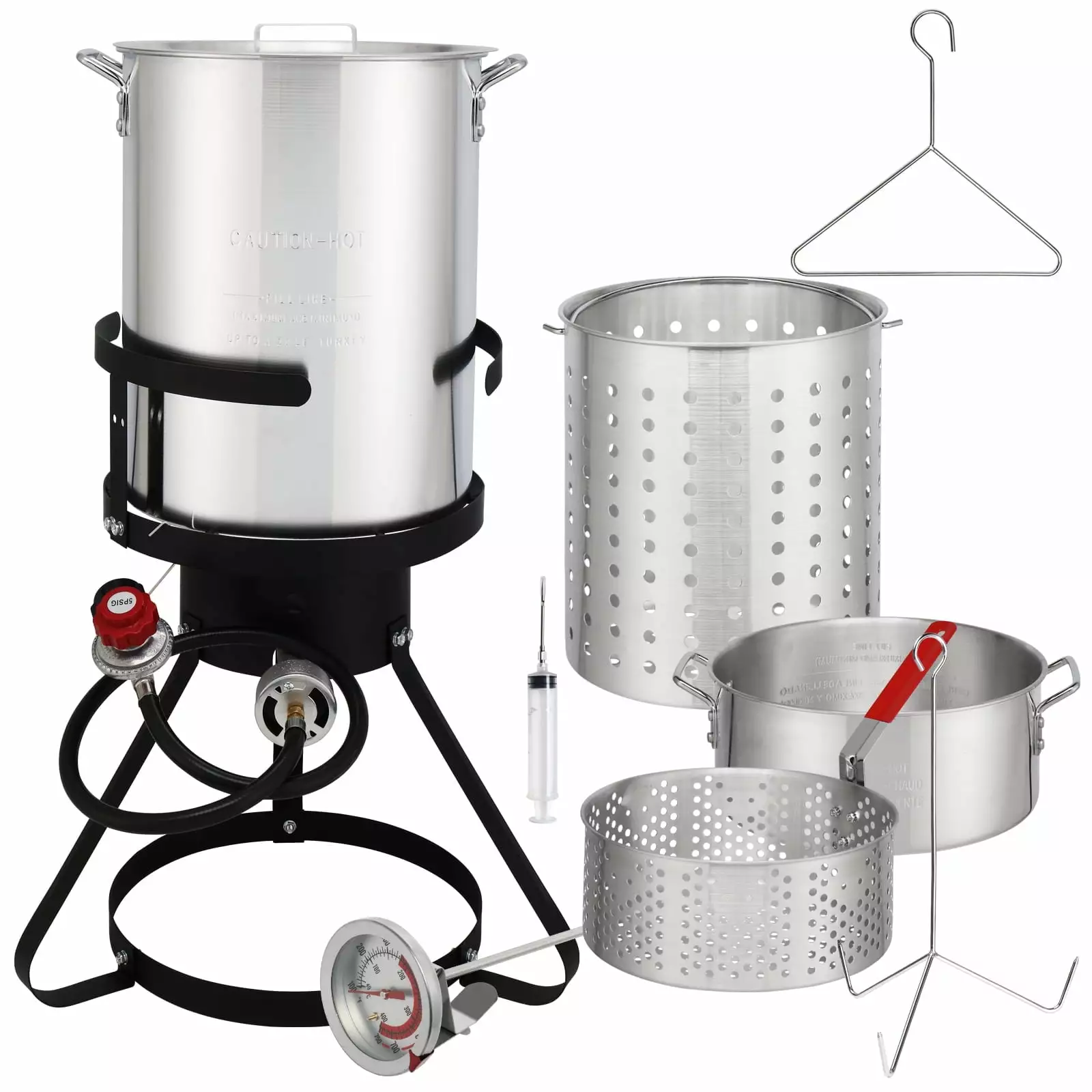 UBesGoo Outdoor Propane Fryer Pot Boiler 30qt Aluminum Turkey Fryer Outside Injector Thermometer