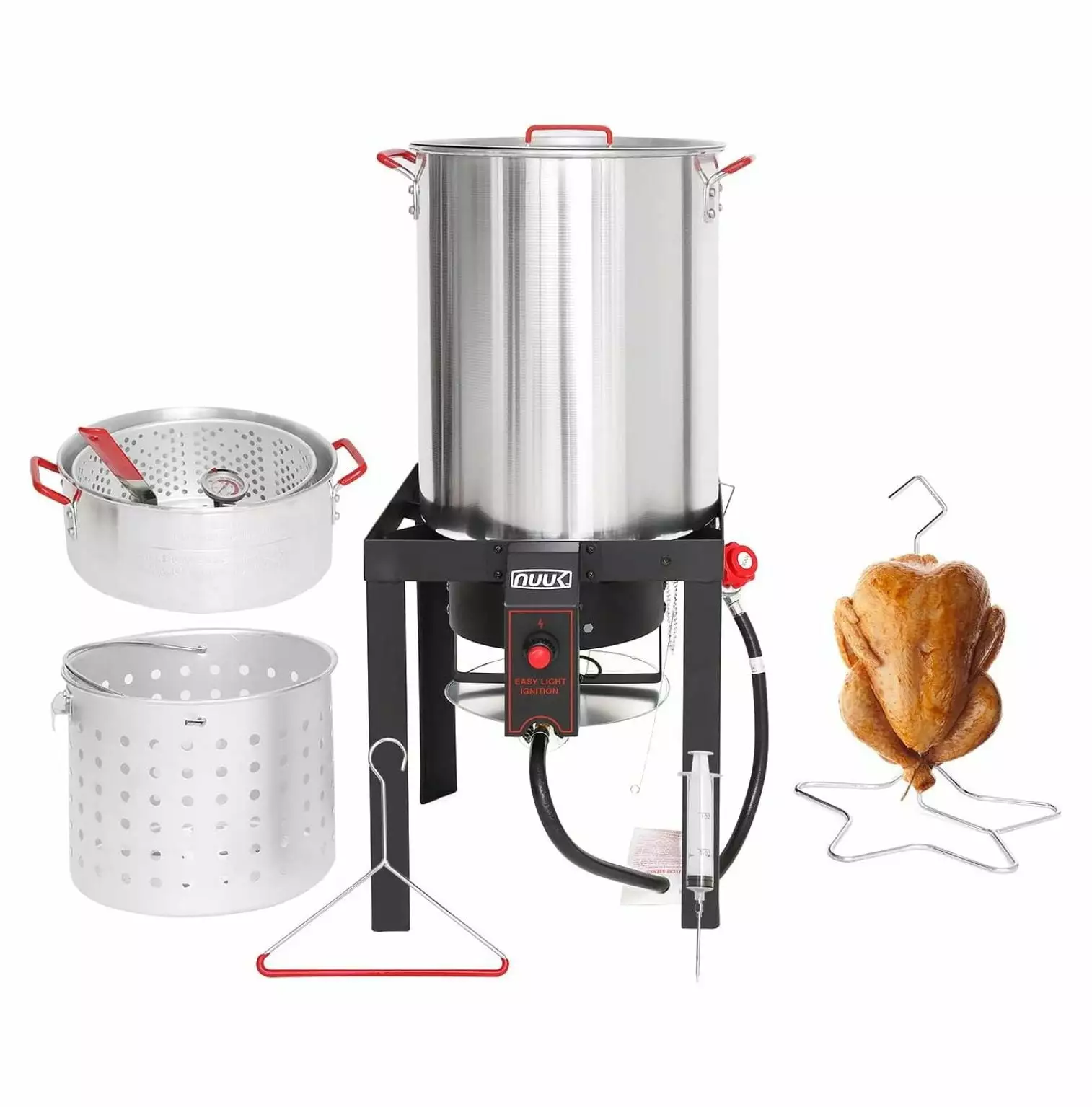 YeSayH 30QT Turkey Fryer and 10QT Fish Fryer Combo Kit CSA Approved 50000BTU Burner and Auto Ignition