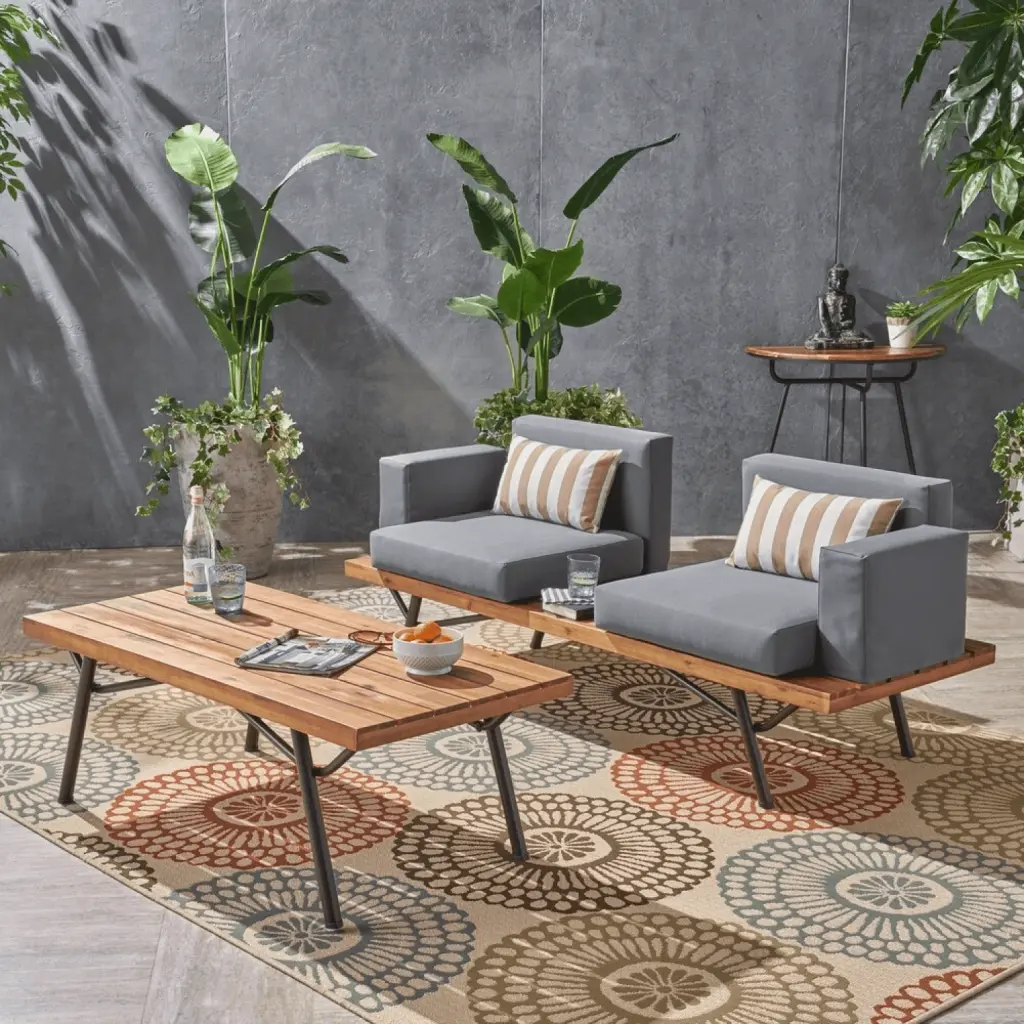Miekor Canoga Outdoor Industrial Loveseat Coffee Table BC2A3704