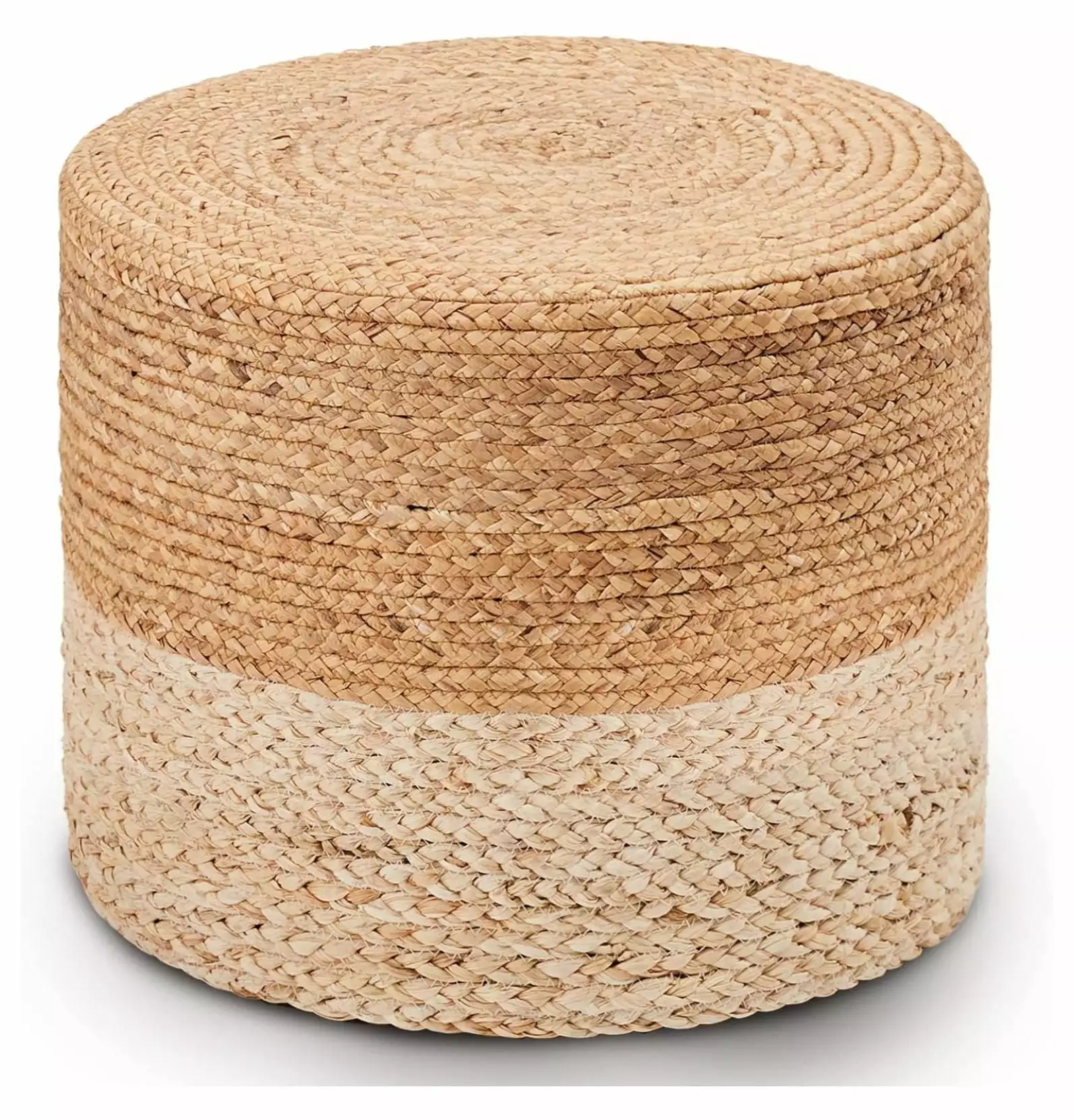 TiaGOC Natural Braided Jute Ottoman Pouf - 18 Inch Outdoor Boho Footrest Garden Patio