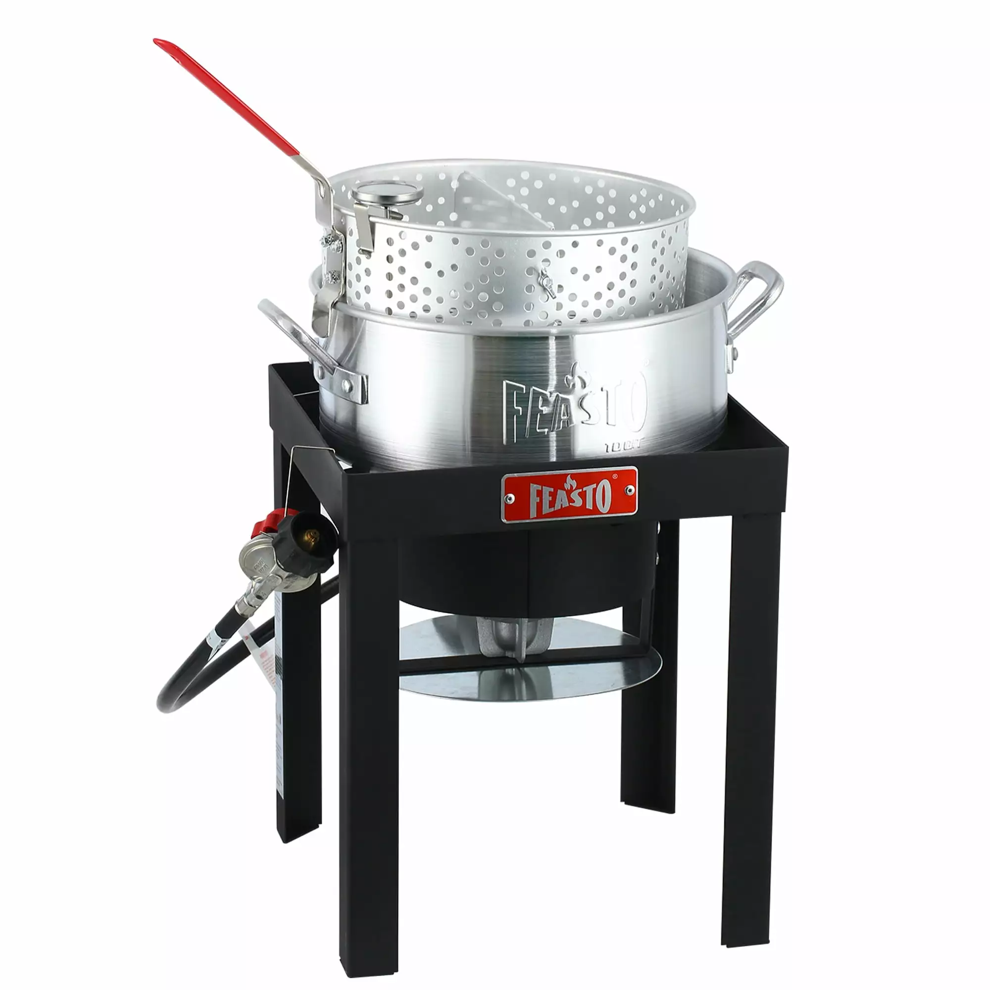 FEASTO 10 Qt Aluminum Pots Set Electronic Ignition 55000BTU Propane Burner Outdoor Cooking