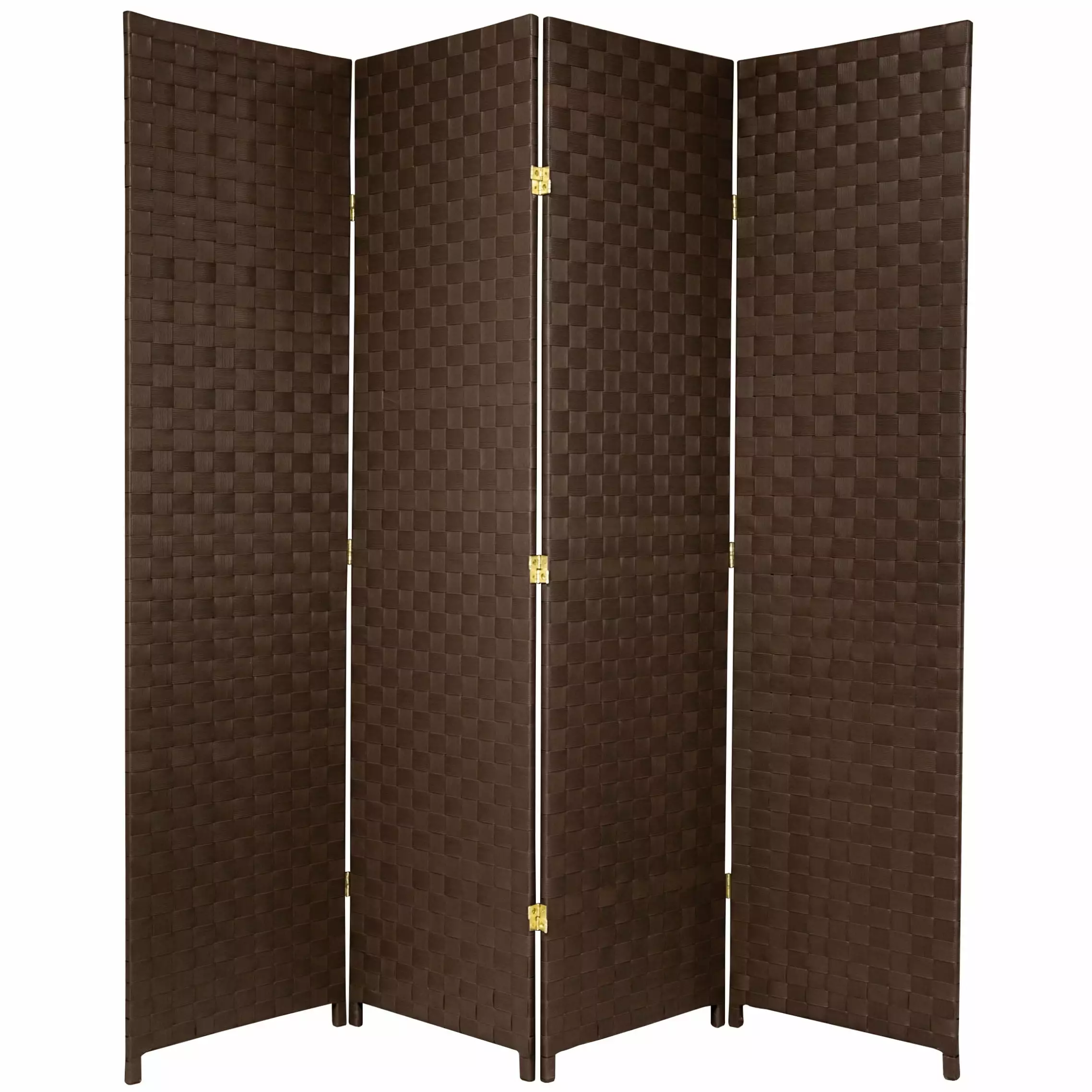 Oriental Furniture 6 ft Tall Outdoor All Weather Room Divider 4 Panel Brown